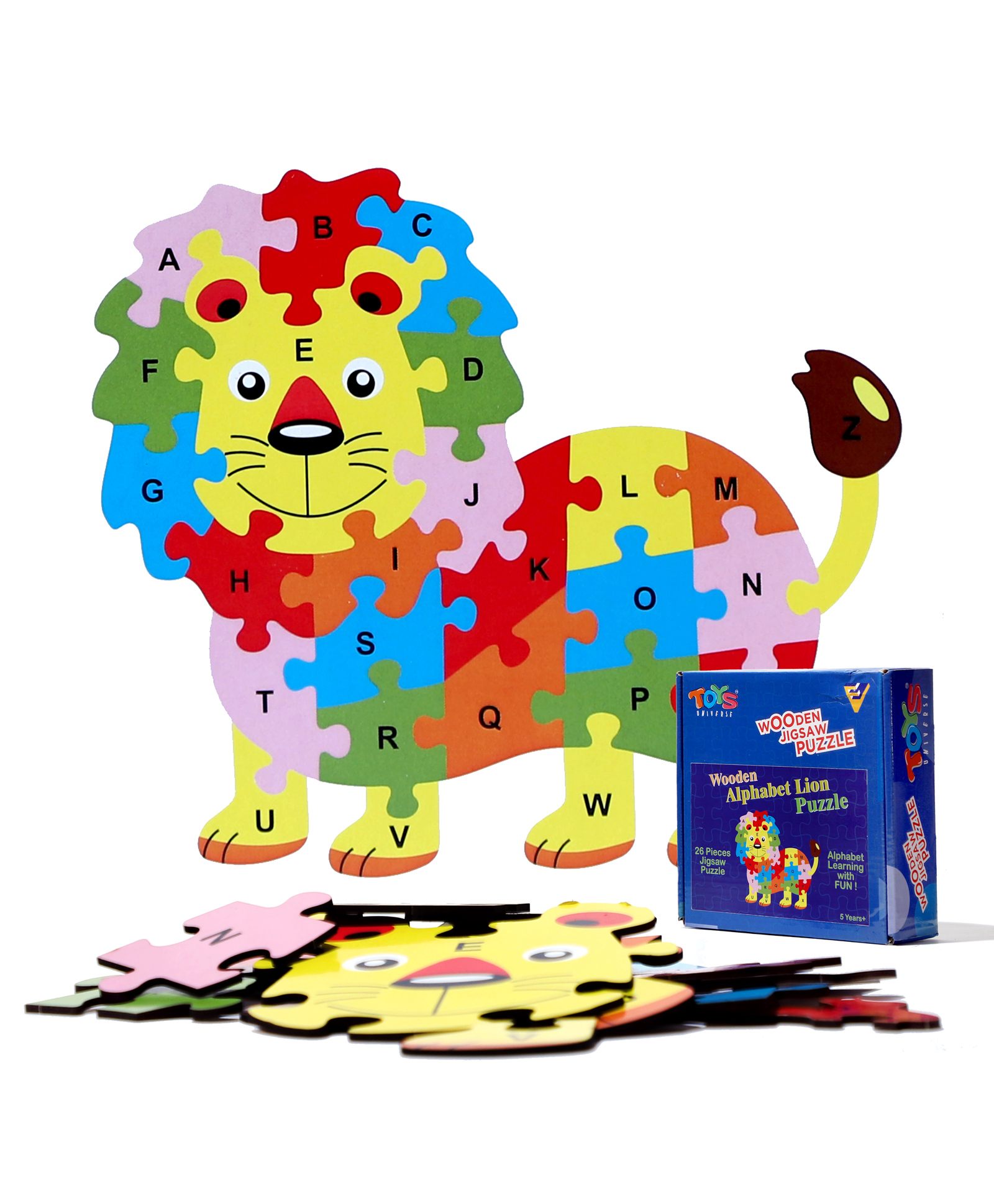 Toys Universe A to Z Lion Wooden Jigsaw Puzzle for Kids - Includes 26 Capital Alphabet Letter Pieces - Improve Fine Motor Skills, Problem Solving Ability-image-49