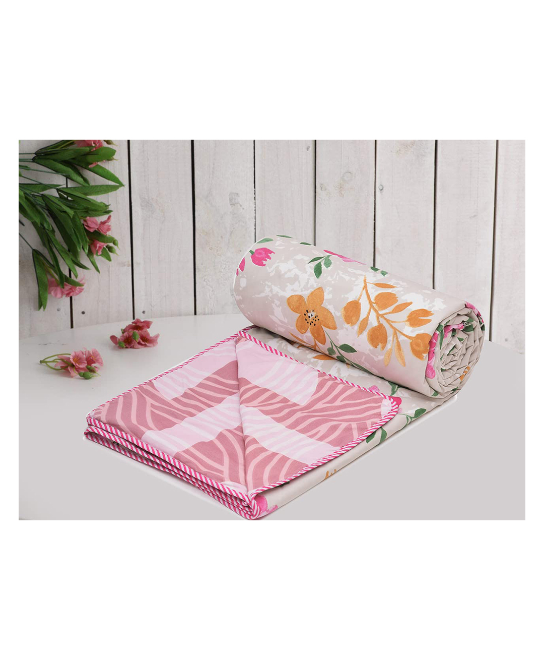 RRC Super Soft Microfiber Cotton Reversible Dohar For Single Bed - Pink-picture-26