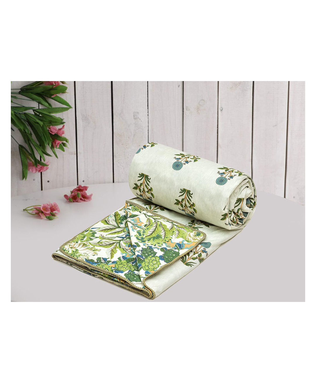 RRC Super Soft Microfiber Cotton Reversible Dohar For Single Bed - Green-picture-28