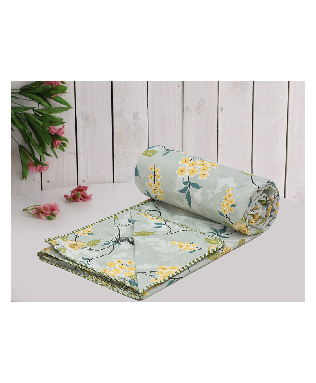 RRC Super Soft Microfiber Cotton Reversible Dohar For Single Bed - Light Green-picture-36