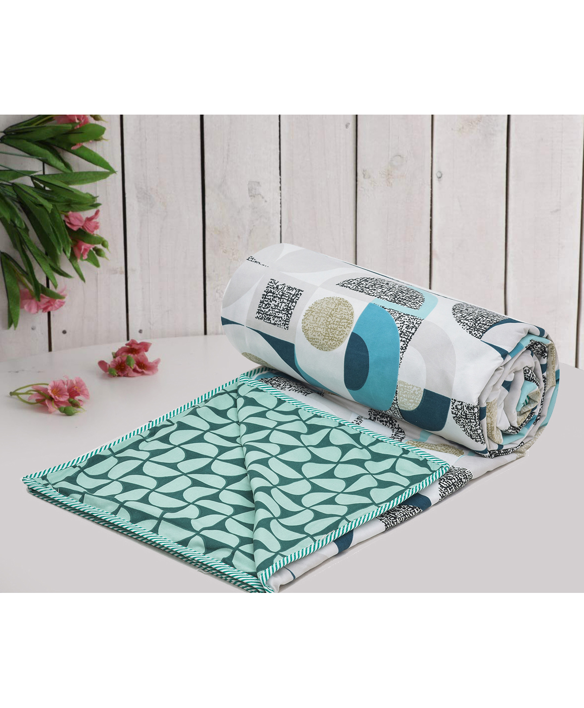 RRC Super Soft Microfiber Cotton Reversible Dohar For Single Bed - Dark Green-picture-30
