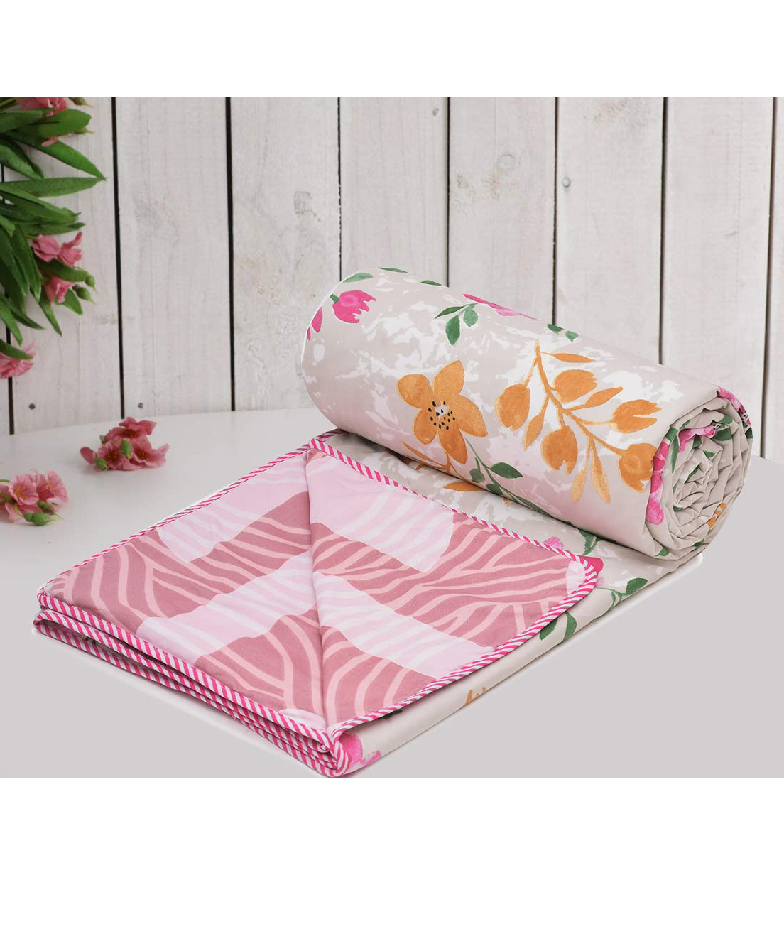 RRC Super Soft Microfiber Cotton Reversible Dohar For Double  Bed  -Pink-picture-38