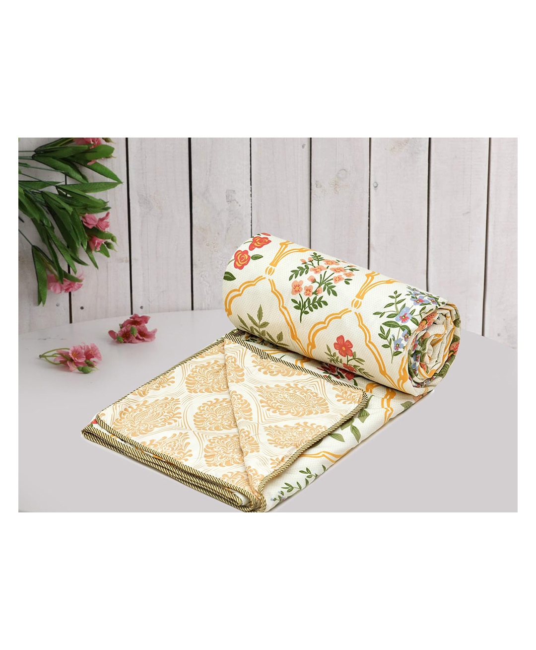 RRC Super Soft Microfiber Cotton Reversible Dohar For Double  Bed -Cream-image-6