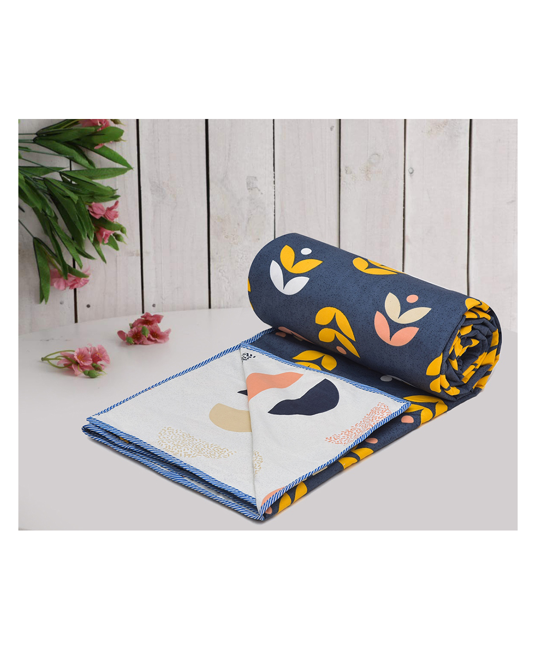 RRC Super Soft Microfiber Cotton Reversible Dohar For Double  Bed -Dark Blue-image-11