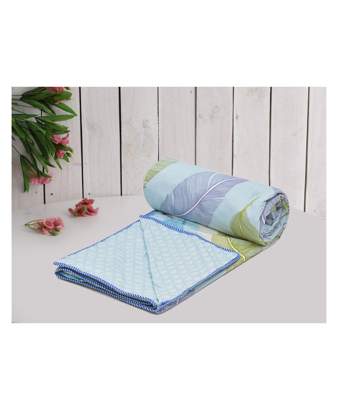 RRC Super Soft Microfiber Cotton Reversible Dohar For Double  Bed -Light Blue-image-22