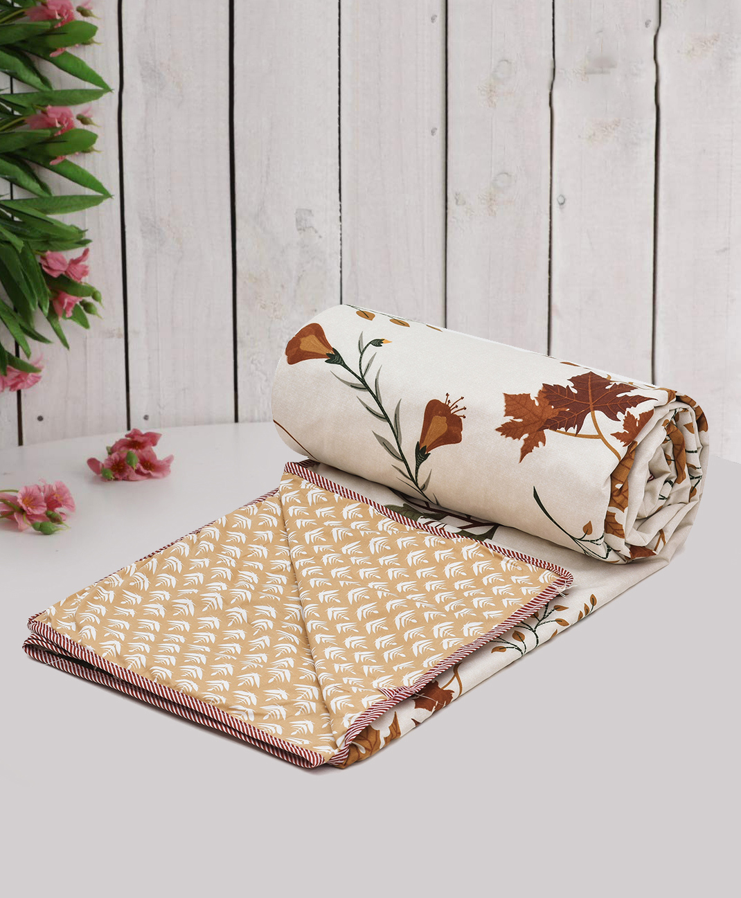 RRC Super Soft Microfiber Cotton Reversible Dohar For Double  Bed -Cream-image-29