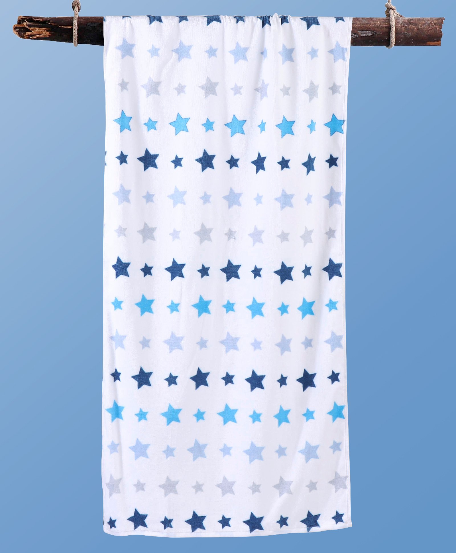 Pine Kids Terry Woven Towel & Wrapper Star Print L 60 x B 120 cm - White-picture-24