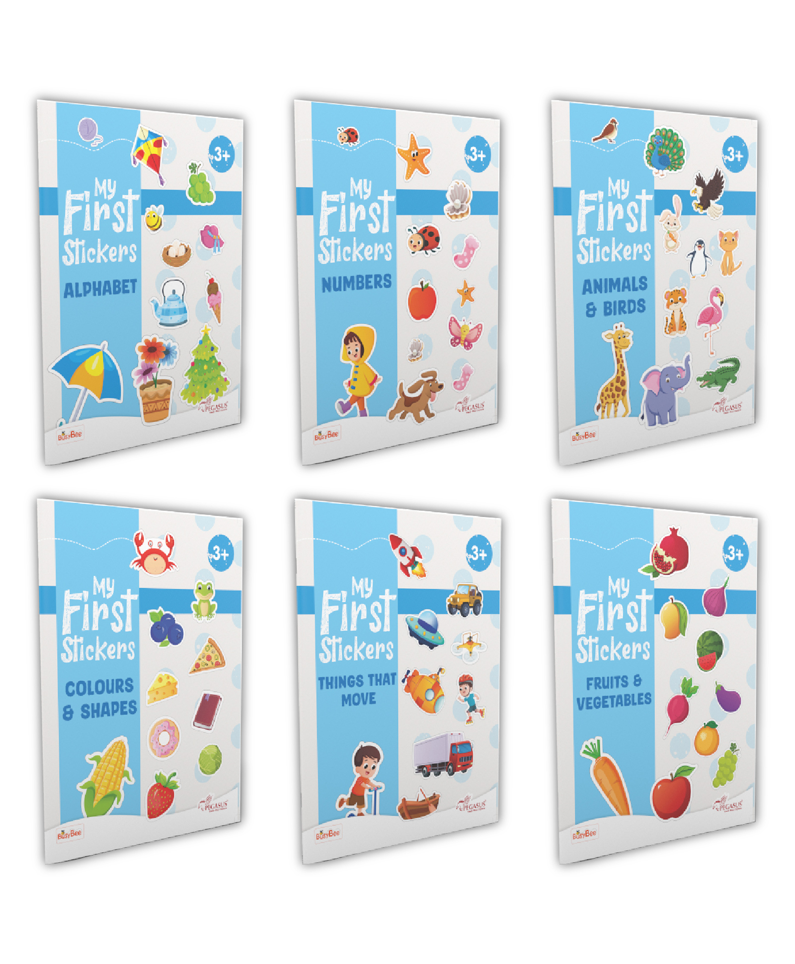 pegasus Set of 4 Sticker Books for Kids - Number, ABC, Things that Move & Shapes and Opposites | Sticker Activity for Children-picture-23