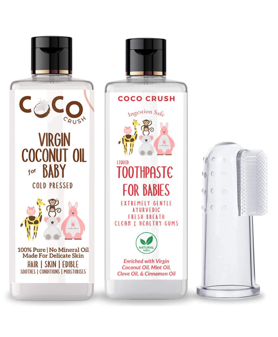 Combo of Virgin Coconut Oil for Babies, 50ml and Ayurvedic Kids Liquid Toothpaste, 50ml & Toothbrush, 1pc-image-17