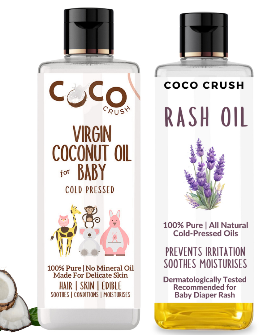 Coco Crush Rash Oil & Virgin Coconut Massage Oil for Baby | Pack of 2 - 50ml each (100ml)-image-31