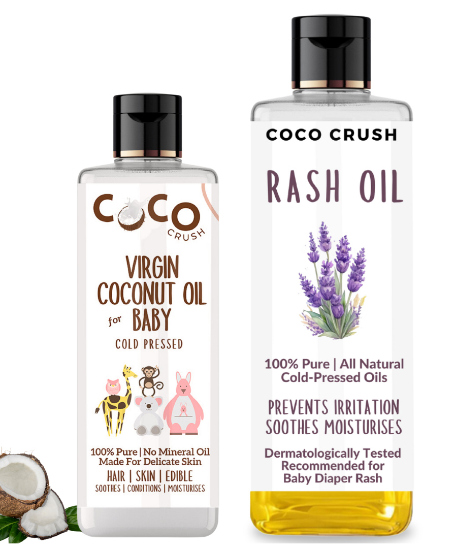 Coco Crush Rash Oil, 200ml & Virgin Coconut Massage Oil for Baby, 100ml | 100% Natural & Organic | Pack of 2, (200ml + 100ml) 300ml-image-5