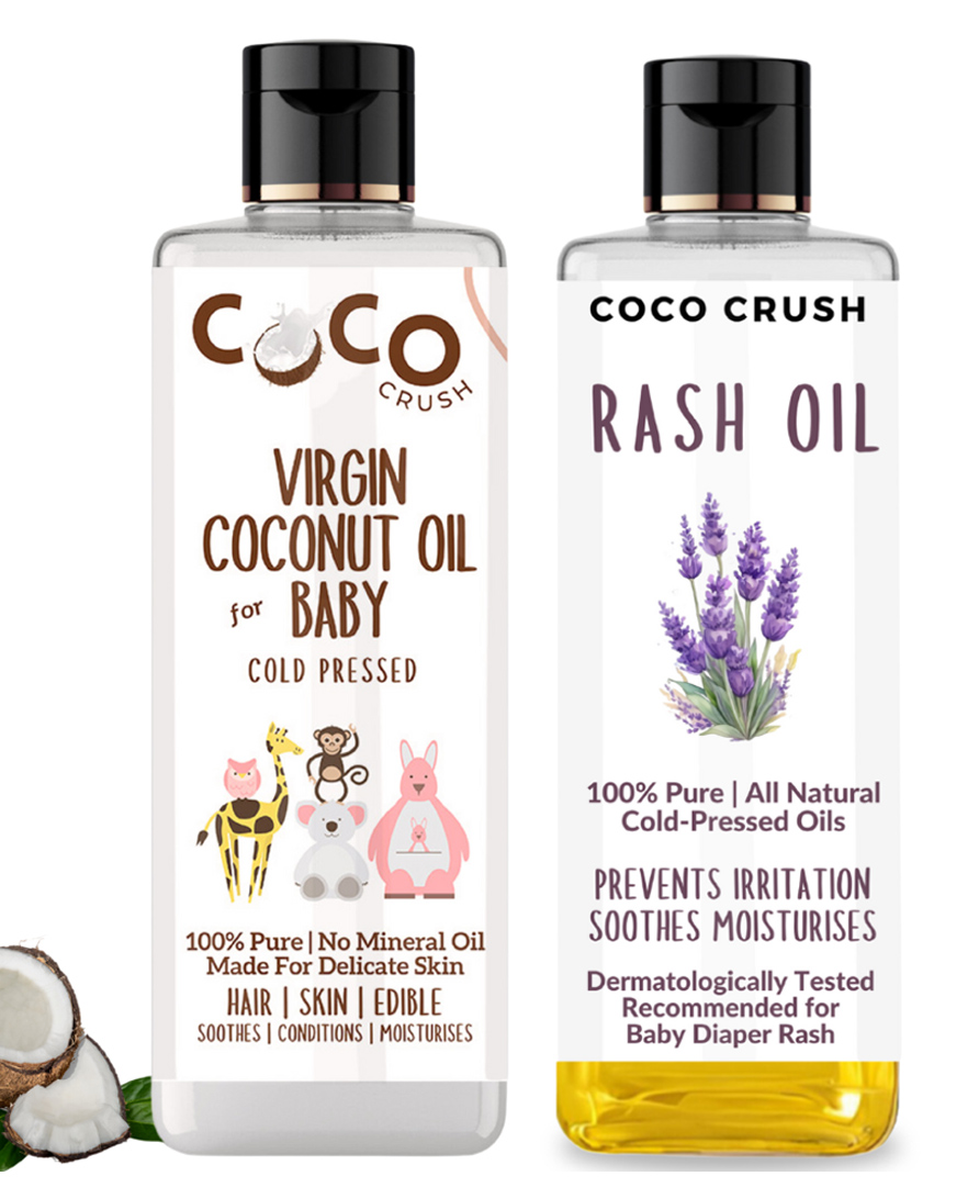 Coco Crush Rash Oil, 200ml & Virgin Coconut Massage Oil for Baby, 200ml | 100% Natural & Organic | Pack of 2, (2*200ml) 400ml-image-6