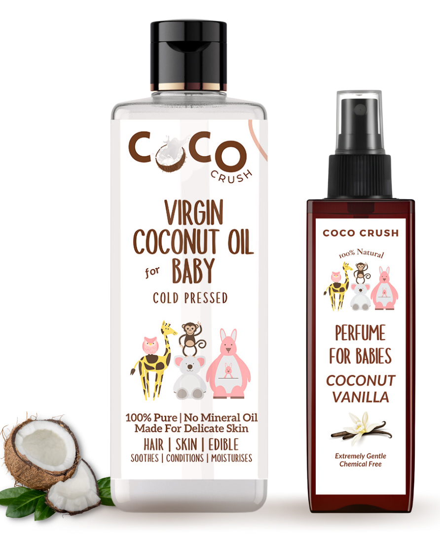 Coco Crush Combo of Virgin Coconut Oil for Babies, 200ml and Coconut Vanilla Baby Perfume, 50ml | Pack of 2, 250ml-image-3