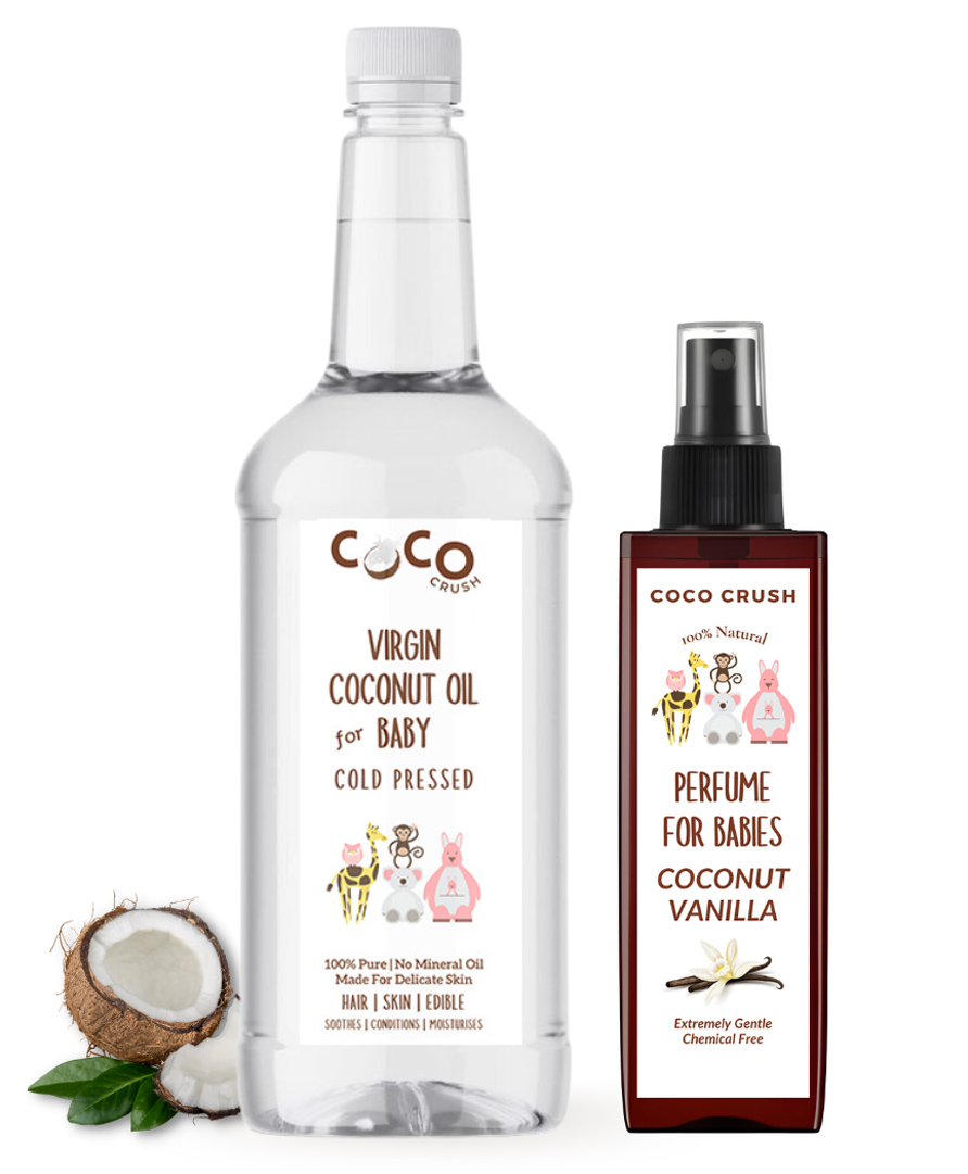 Coco Crush Combo of Virgin Coconut Oil for Babies, 500ml and Coconut Vanilla Baby Perfume, 50ml | Pack of 2, 550ml-image-0
