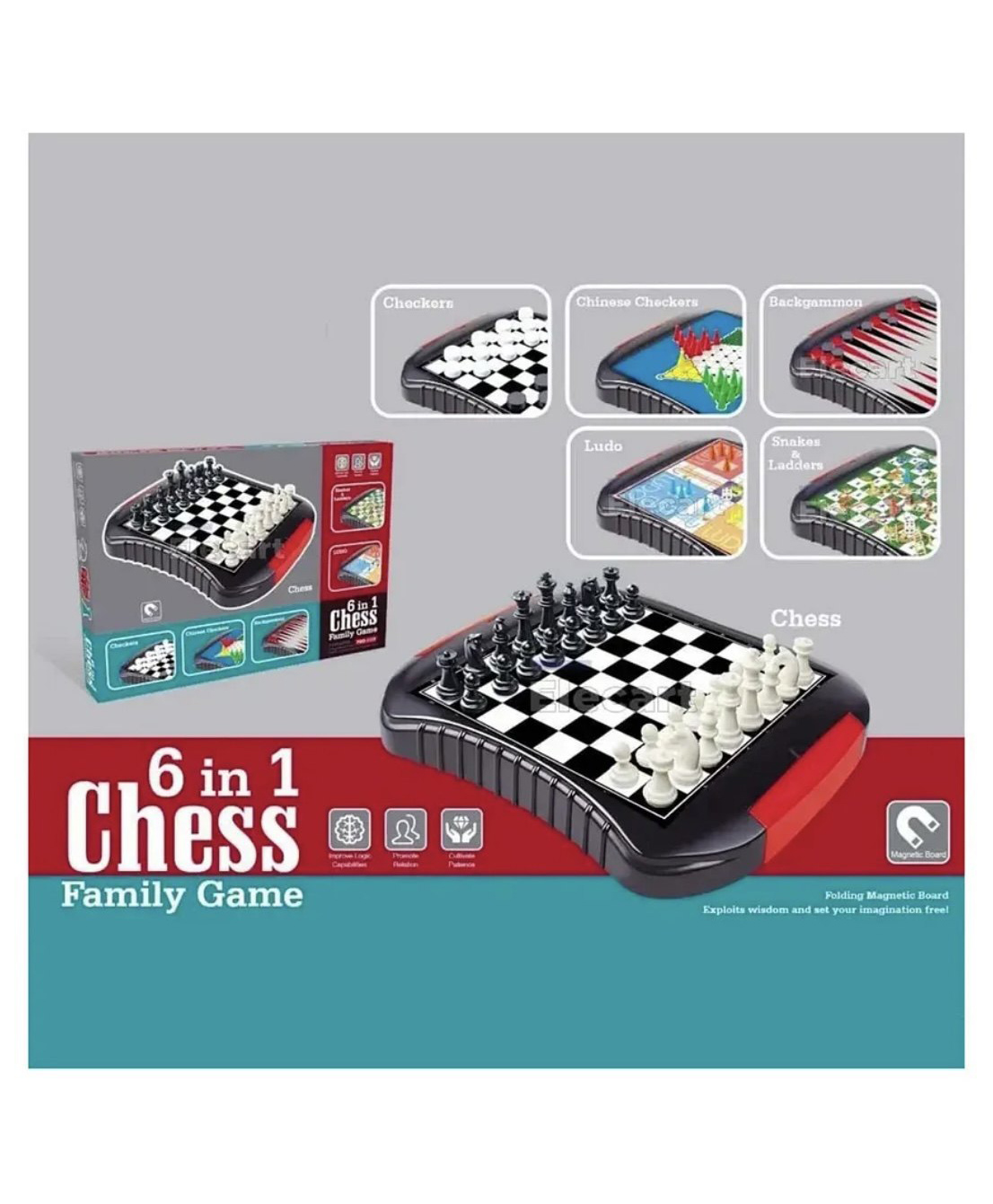 ARCADE TOYS 6 in 1 Board Games for Kids, Adults & Family - Multicolour-image-6