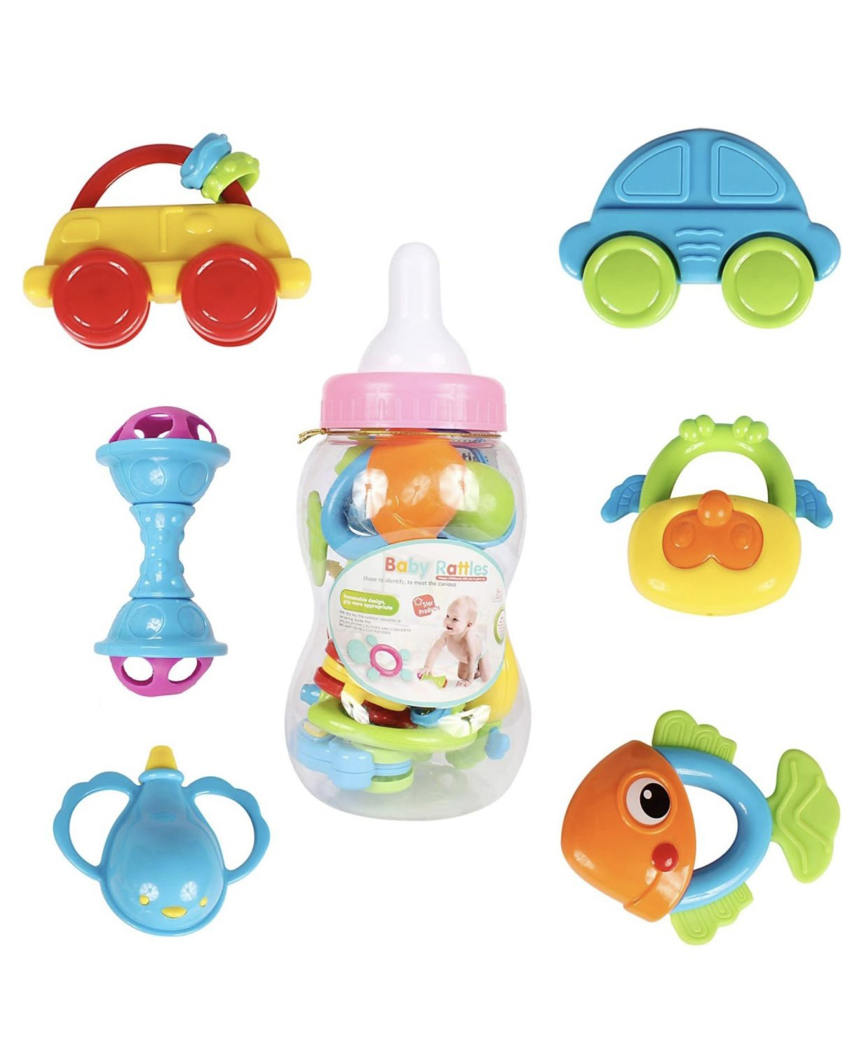 ARCADE TOYS Baby Jar Rattle & Teether Set for Kids(6 pcs) - Colour & Design may vary-picture-20