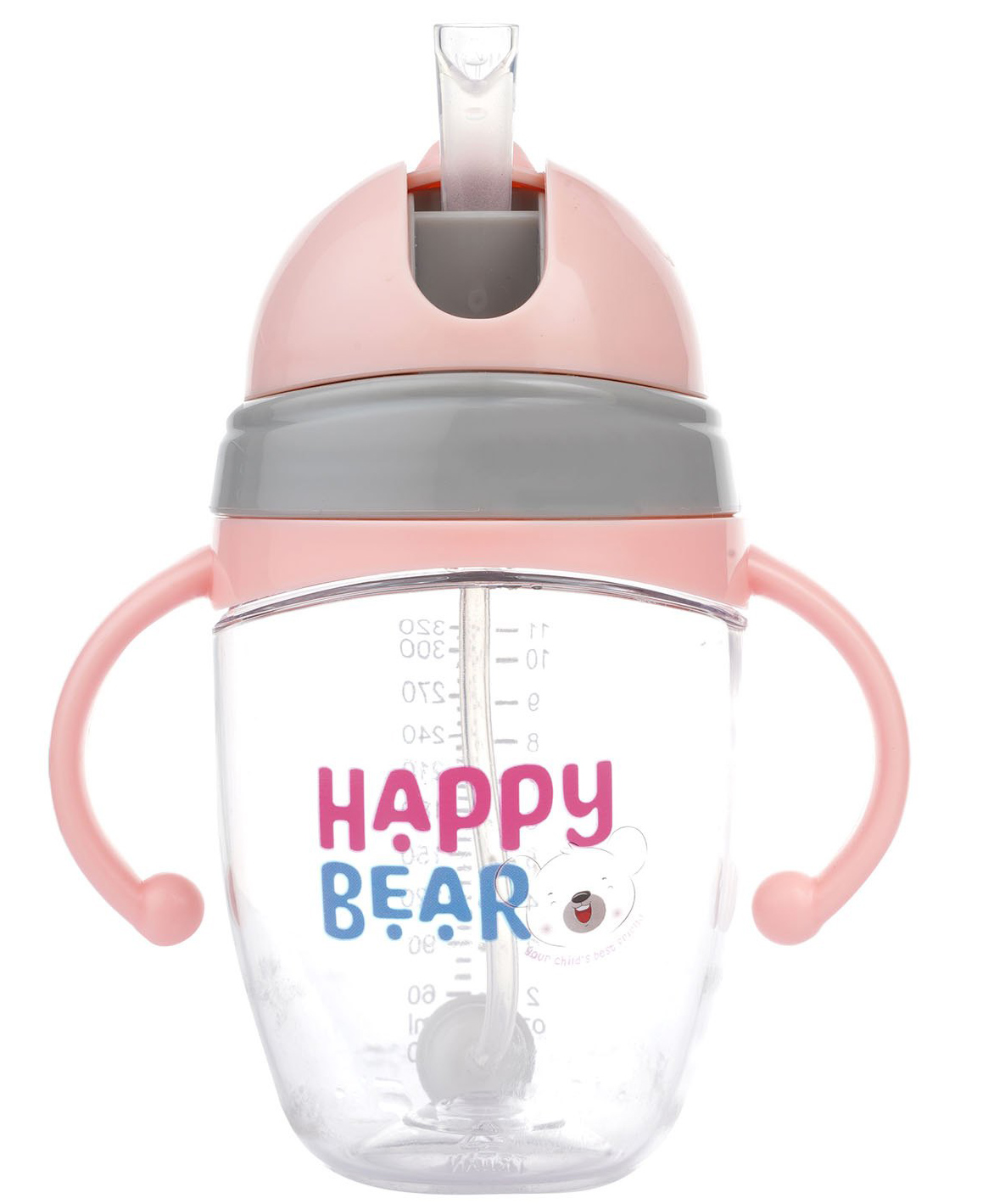 HAPPY BEAR Sea Sipper Bottle for Kids, 320ml, Anti Colic, Anti Flatulence Control, Anti Spill Sippy Cup with Soft Silicone Straw BPA Free & Non Toxic for Baby of 9 Months Plus, (Pink)-image-13