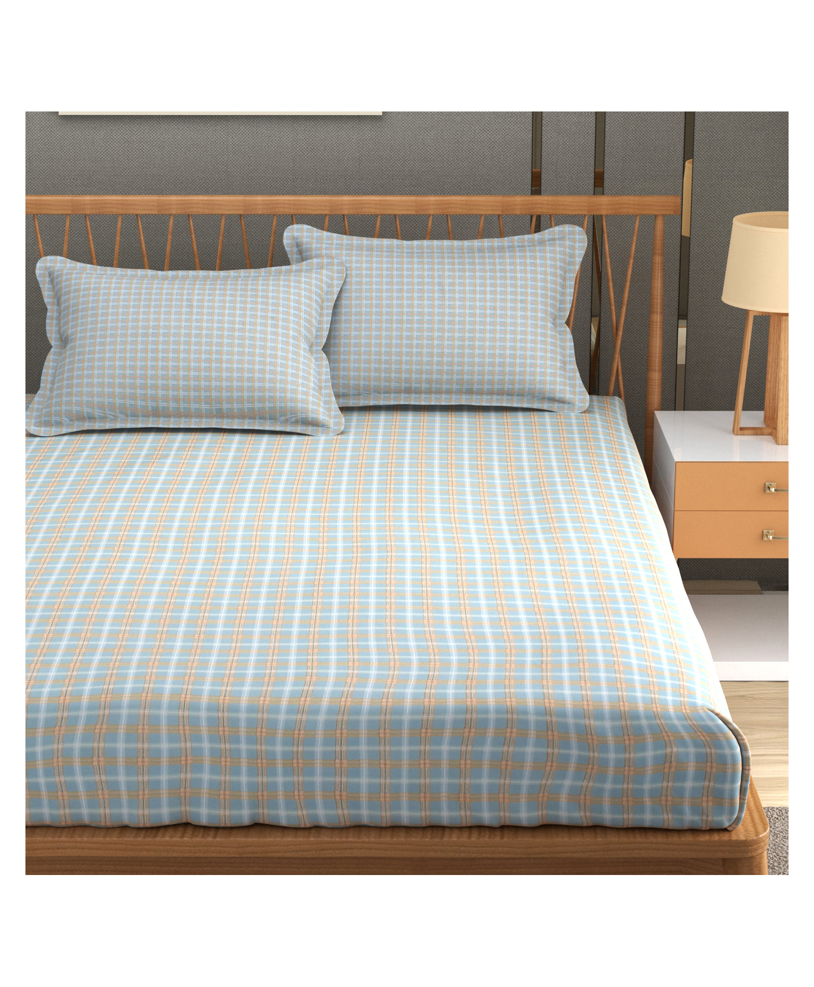 Florida Cotton King Size Bedsheet with 2 Pillow Covers for Double Bed, Soft Sheet - Blue-image-6