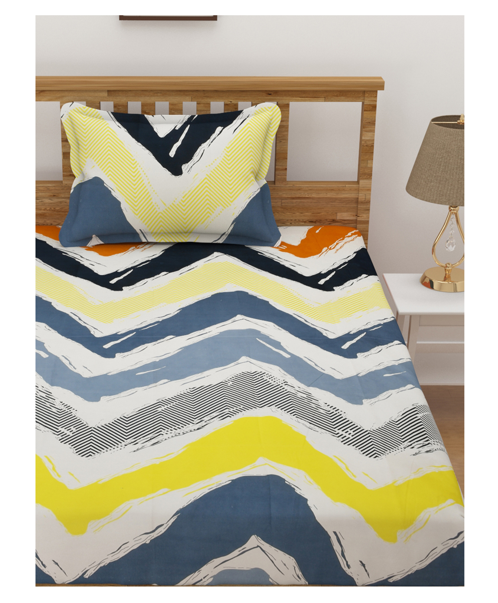 Florida Geometric Print Bedsheet for Single Bed with Pillow Cover-picture-10