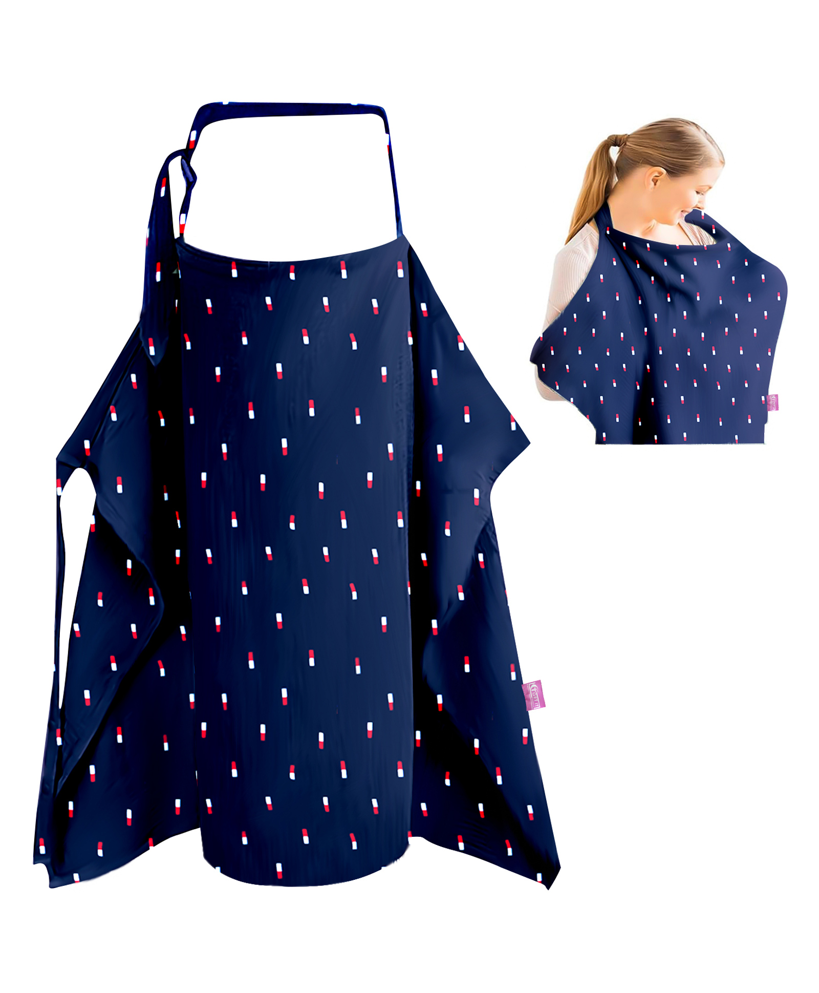 Get It Premium multi usage Breastfeeding Cover Apron Model nursing cover adjustable strap easy Use in travel - Navy Blue Print