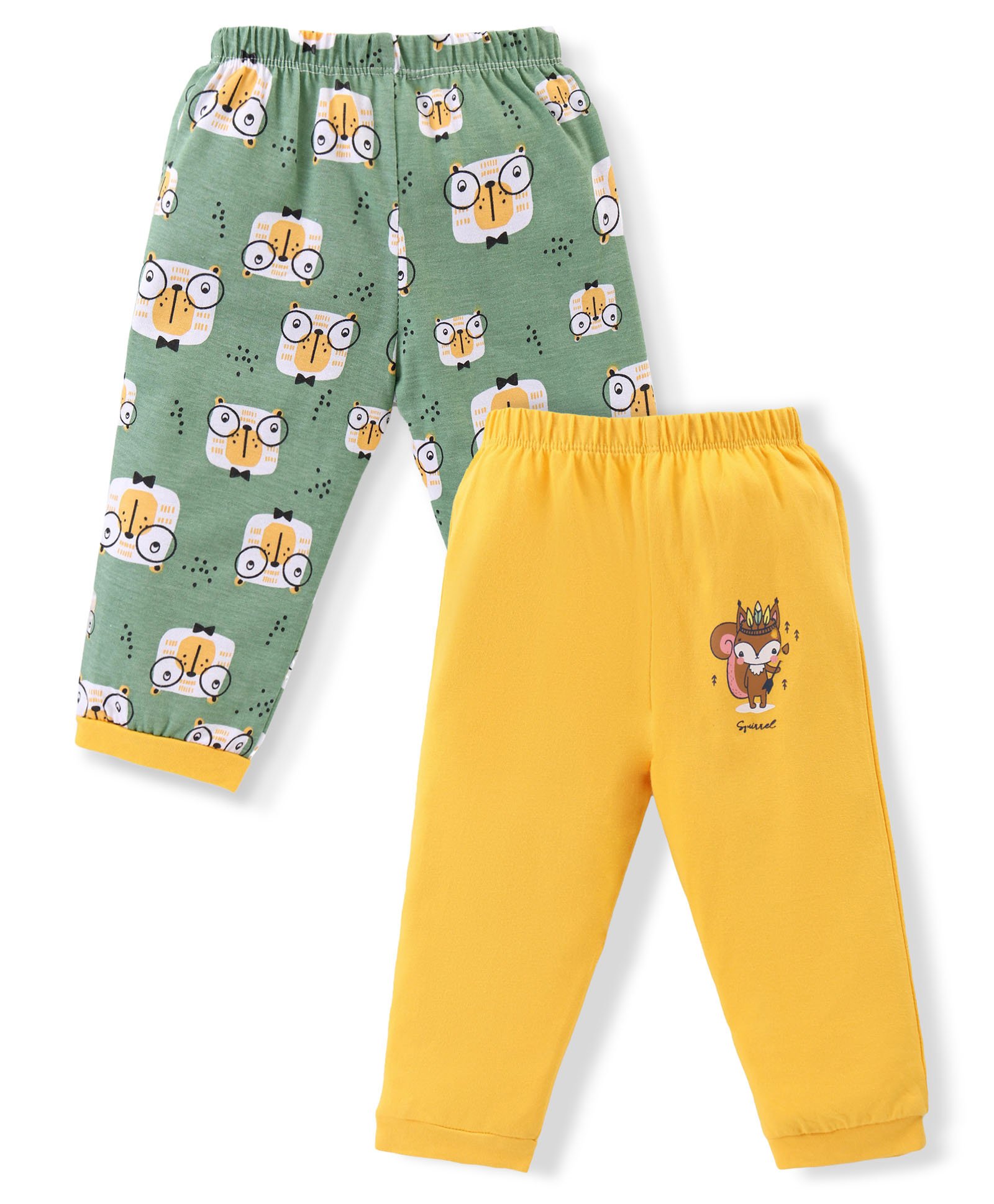 OHMS Single Jersey Knit Full Length Lounge Pants with Dog Print  Pack of 2 - Green & Yellow-picture-21