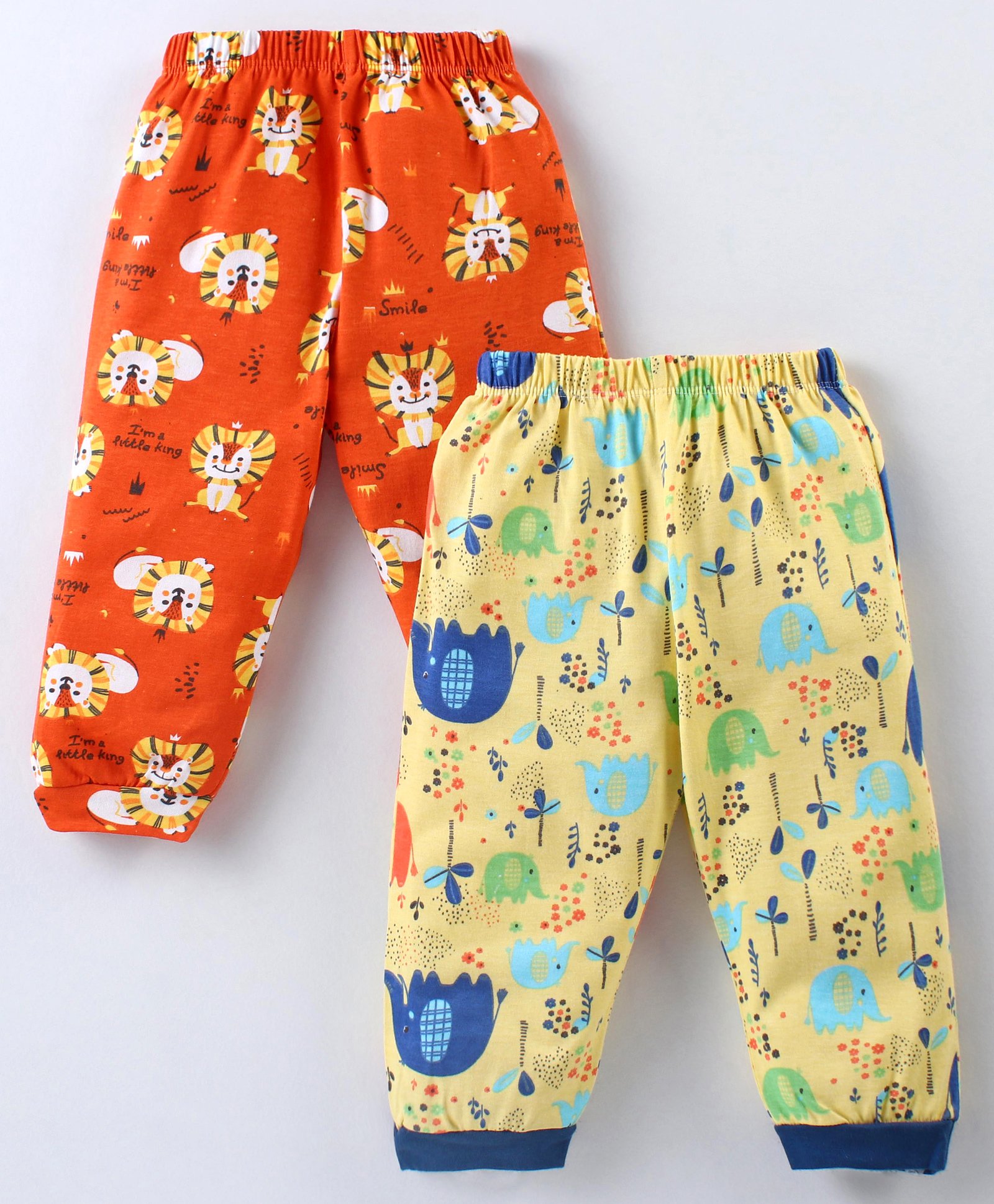 OHMS Single Jersey Full Length Lounge Pants with Animal Print  Pack of 2 - Orange & Yellow-image-23