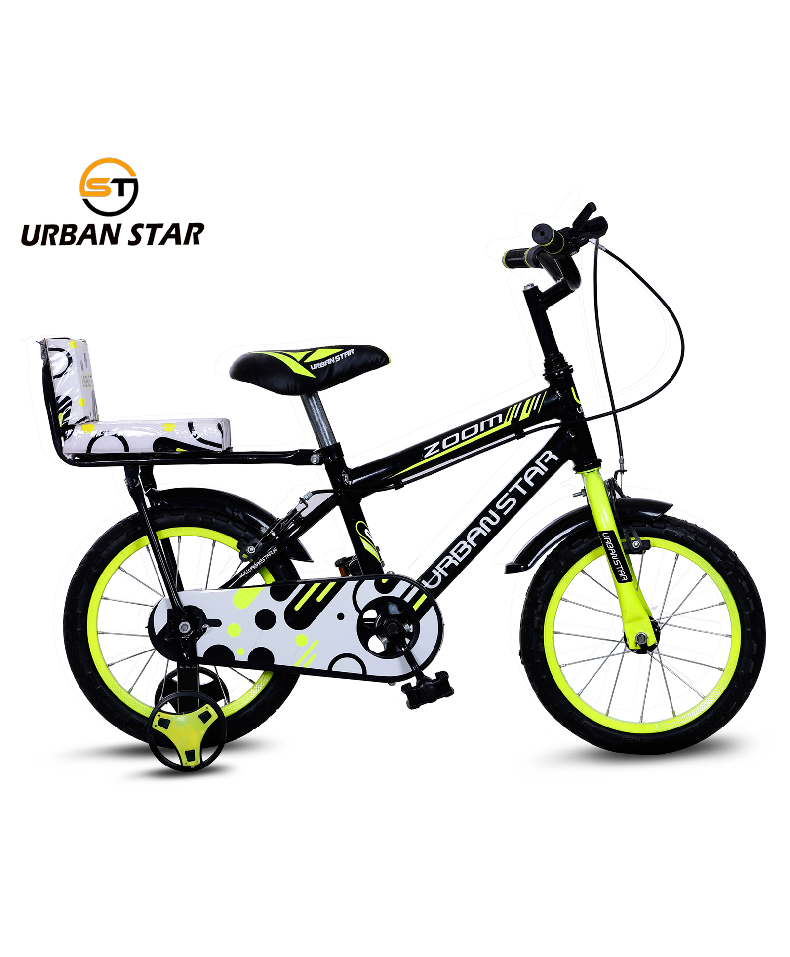 Urban Star 14T BMX (80% ASSEMBLED) ROAD CYCLE FOR 3-5 YEARS KIDS ( BLACK/GREEN )-image-24