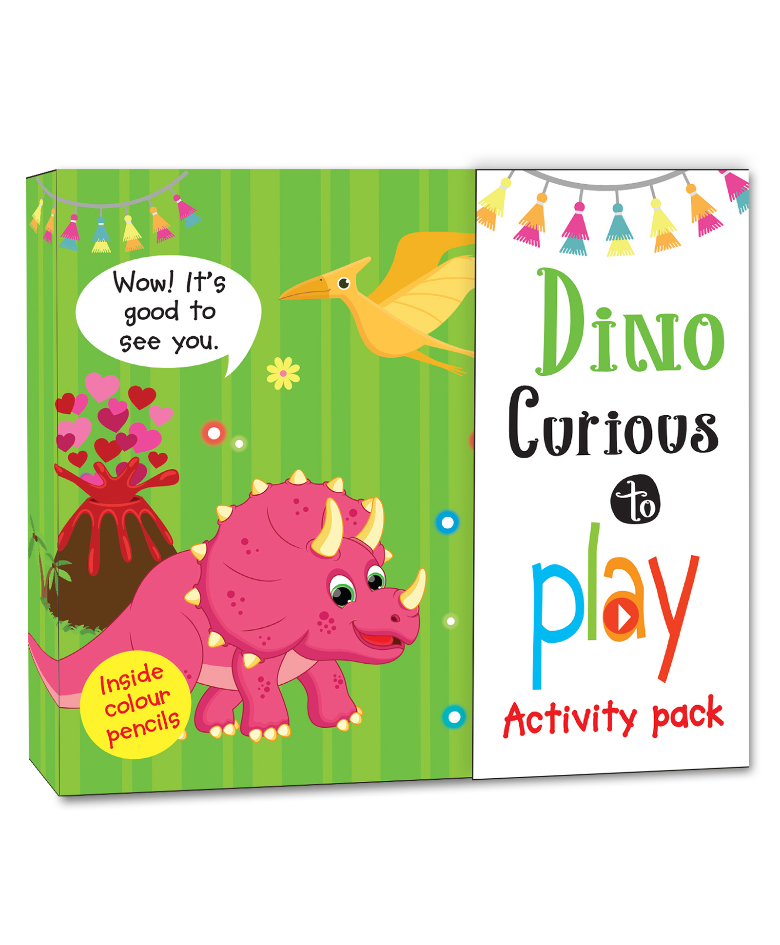 Hello Friend Books Foldable Colouring Activity Kit: Dino Curious To Play - Fun and Interactive Actvity Pack with 2 Actvity and Colouring Pads and 8 Colour Pencils - English-image-21