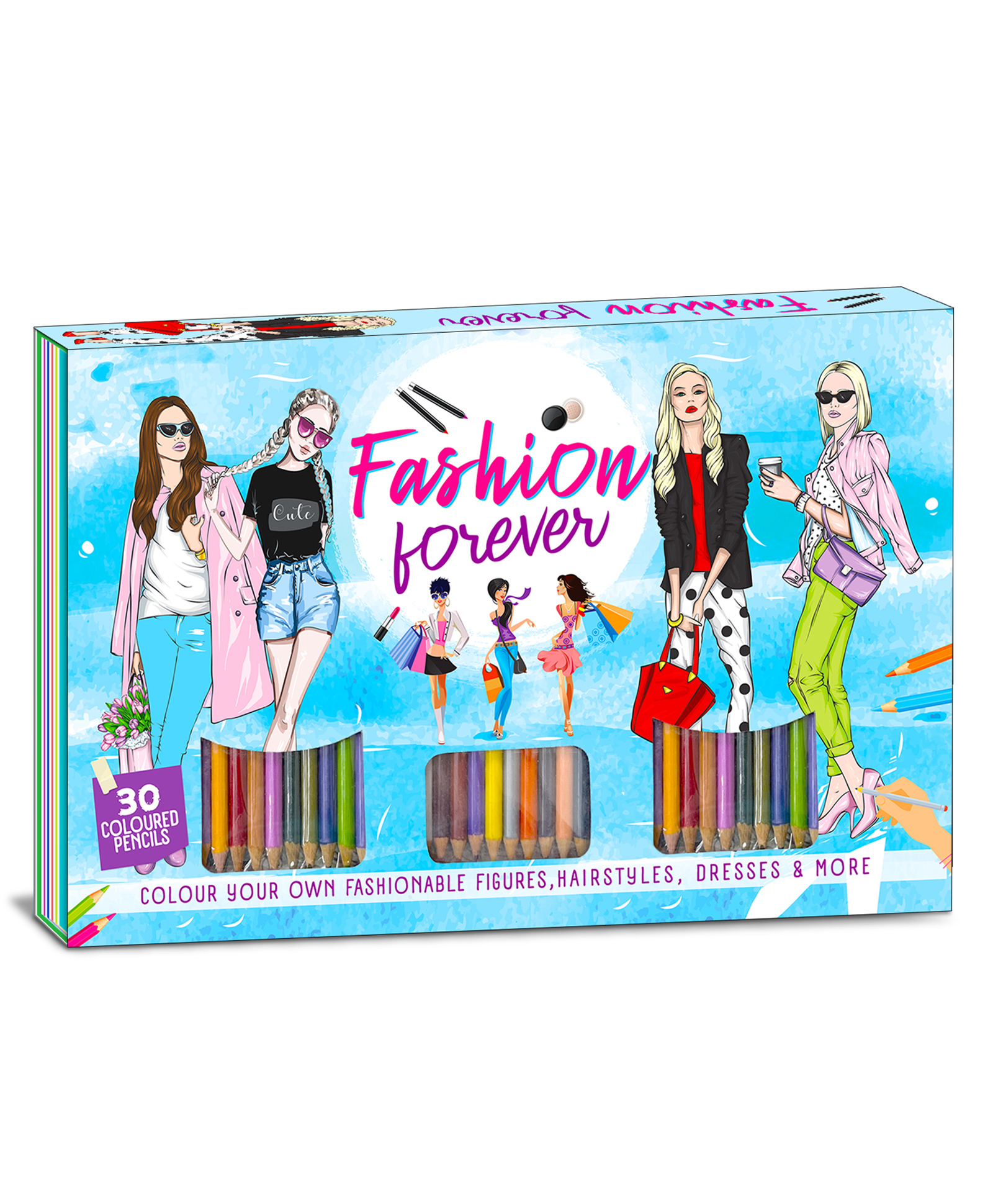 hellofriend books Hello Friend Books Fashion Forever Art Kit: Colour Your Own Fashion Figures, Dresses, Hairstyles and More -  Colouring Art Kit with 30 Coloured Pencils and Creative Artwork-picture-17