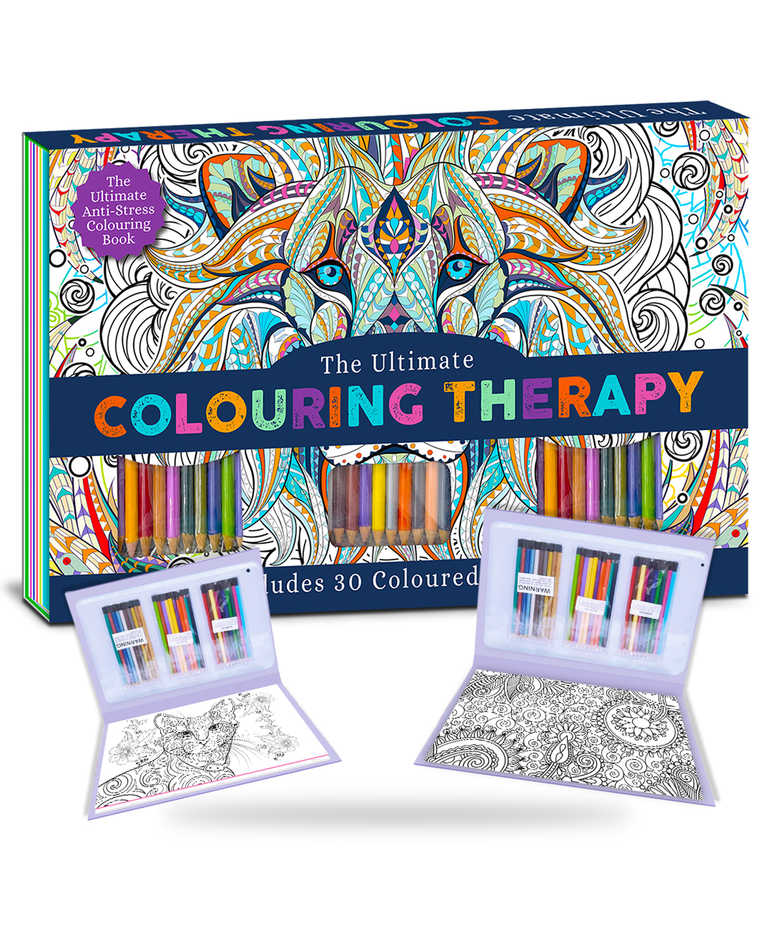 Hello Friend Books The Ultimate Colouring Therapy Kit: Anti Stress Colouring Art Kit with 30 Coloured Pencils and Creative Artwork-image-14