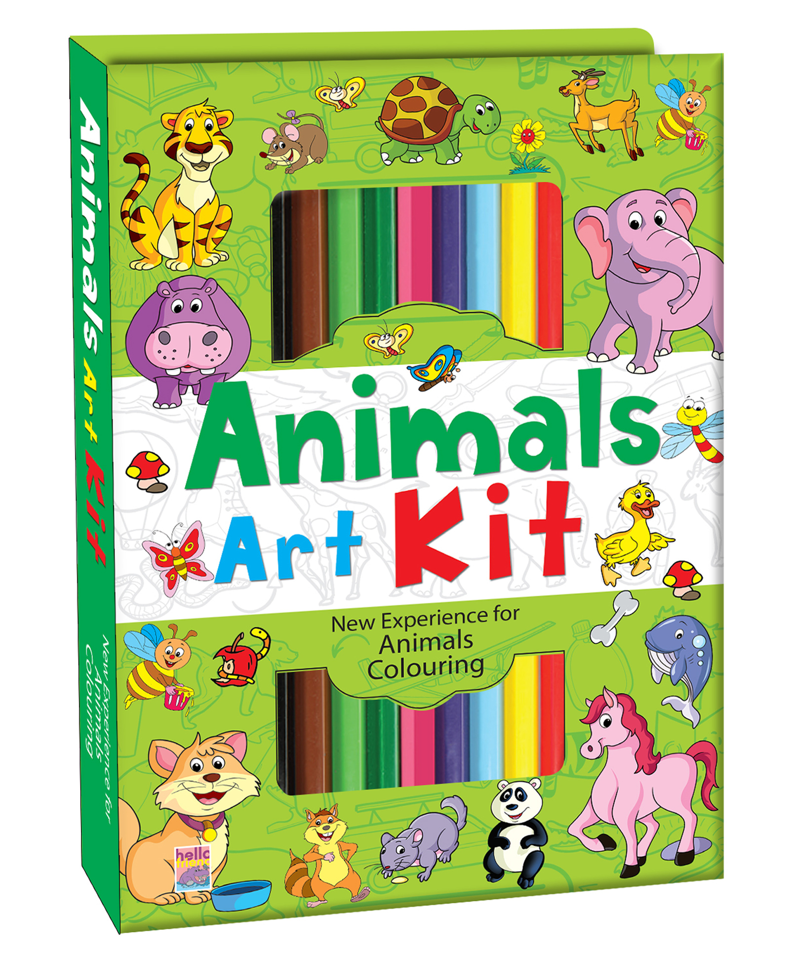 Hello Friend Books Animals Art Kit: Colouring Art Kit with 12 Colour Pencils and Amazing Animal Theme Colouring Book - Perfect for Kids, Travel and Gifts-image-48