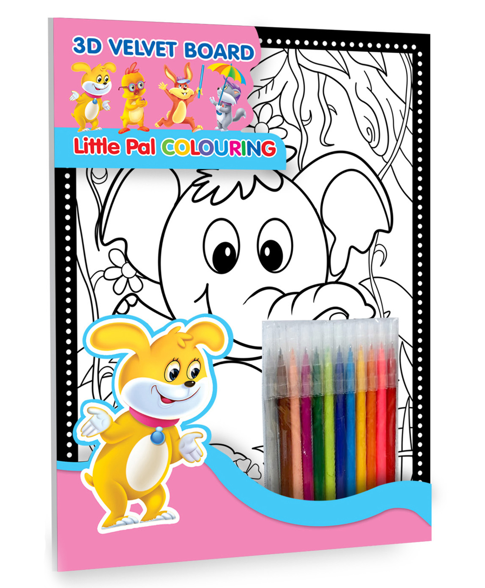 Hello Friend Books 3D Velvet Colouring Board: Elephant - Velvet Pad with 12 Colour Sketch Pens for Art and Craft, Can be Framed-image-11