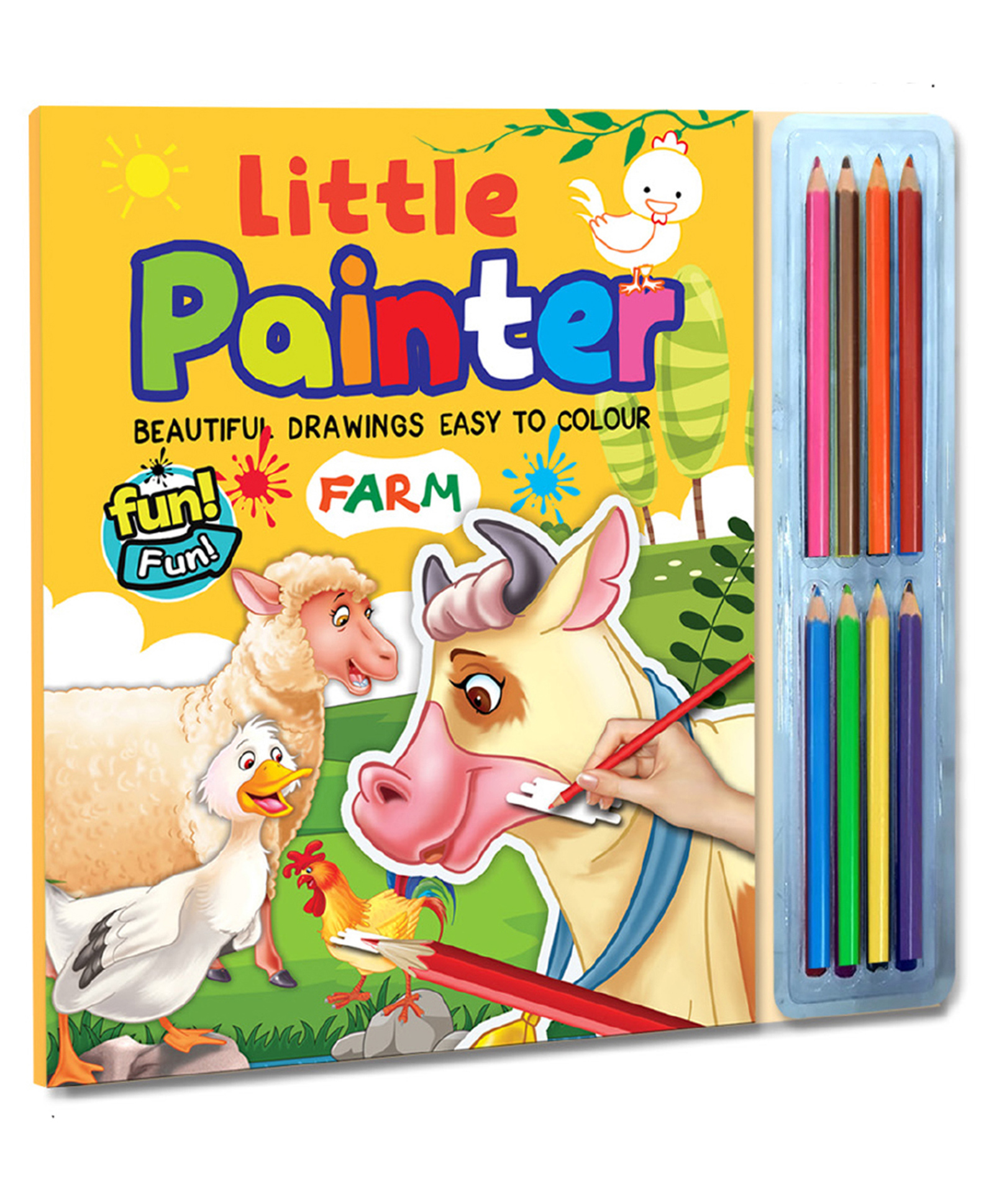 Hello Friend Books Little Painter Colouring Set: Farm - Large Size Colouring Book with Beautiful Drawings and Colour Pencils-image-14