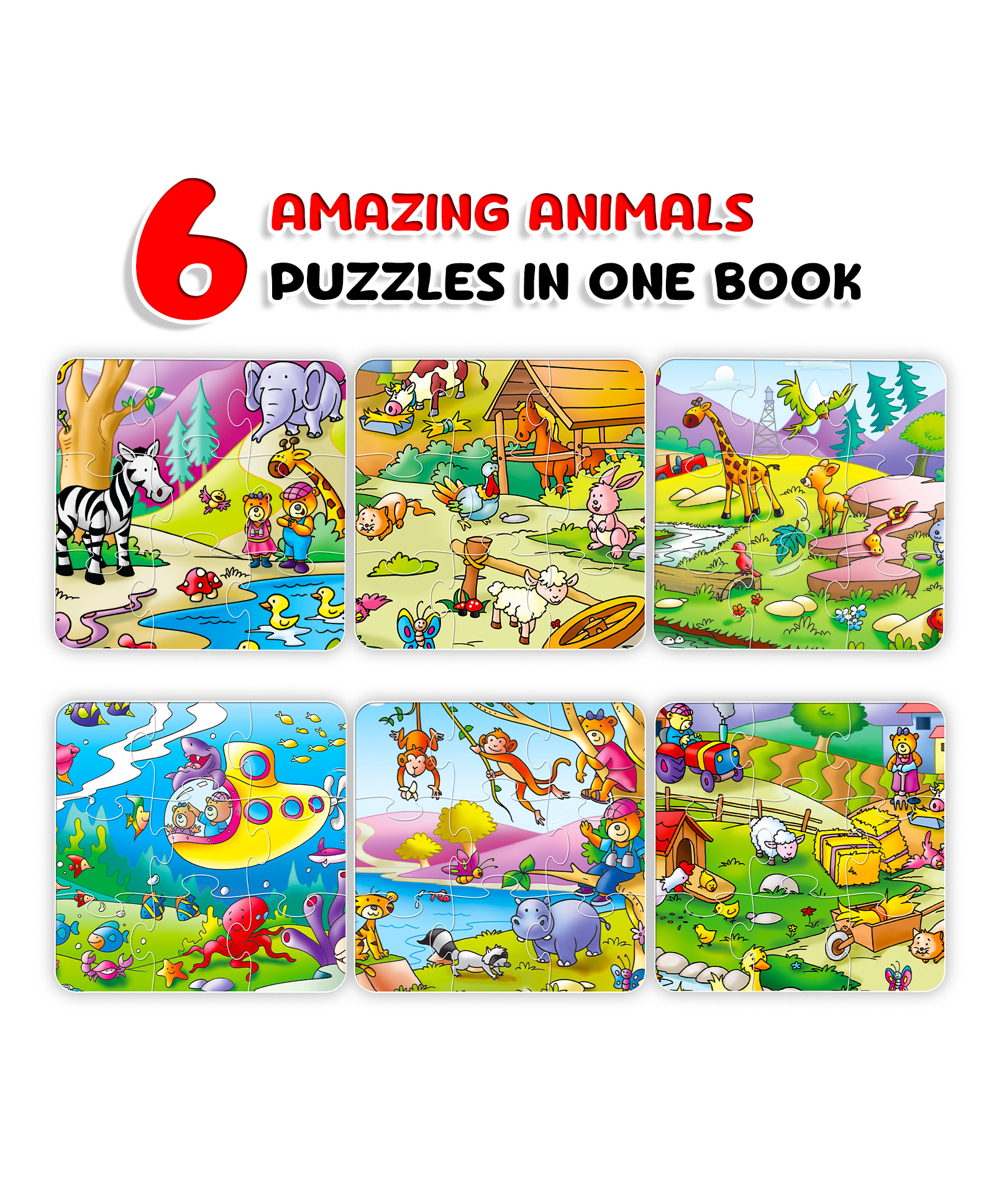Hello Friend Books My Padded Puzzle Board Book: Amazing Animals- 9x6 Jigsaw Puzzle Pieces for Perception and Learning-image-20