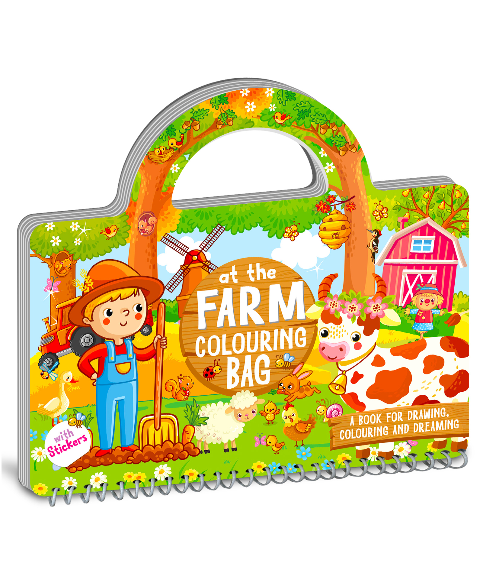 Hello Friend Books My Portable Farm Sticker and Colouring Bag: Practice Colouring with Easy to Handle and Carry Book - Perfect for Kids, Travel and Gifting-image-1