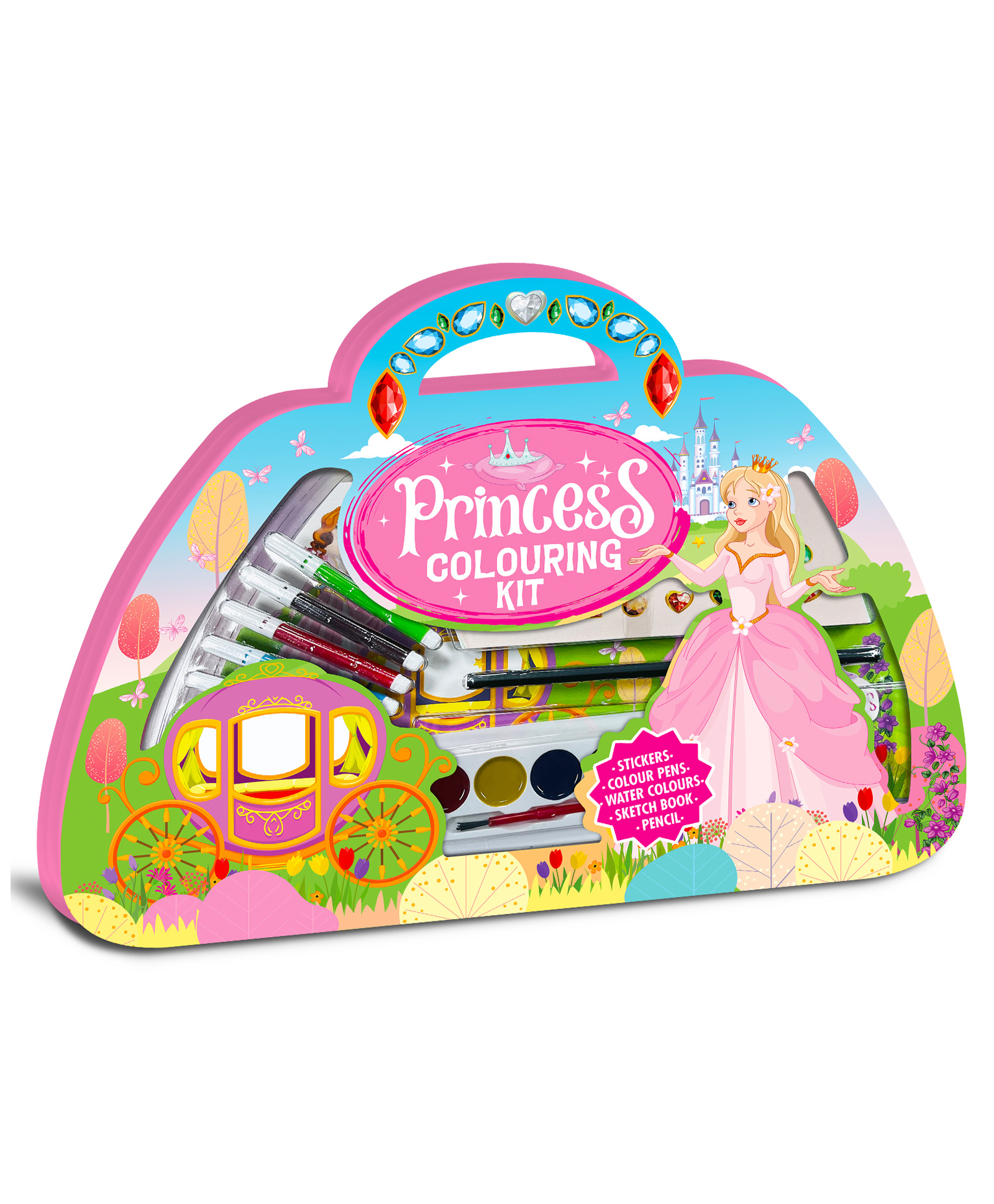 Hello Friend Books Princess Colouring Kit: The Ultimate Art Kit for Kids- Includes Stickers, Colour Pens, Water Colours, Sketch Books and Pencils-image-29