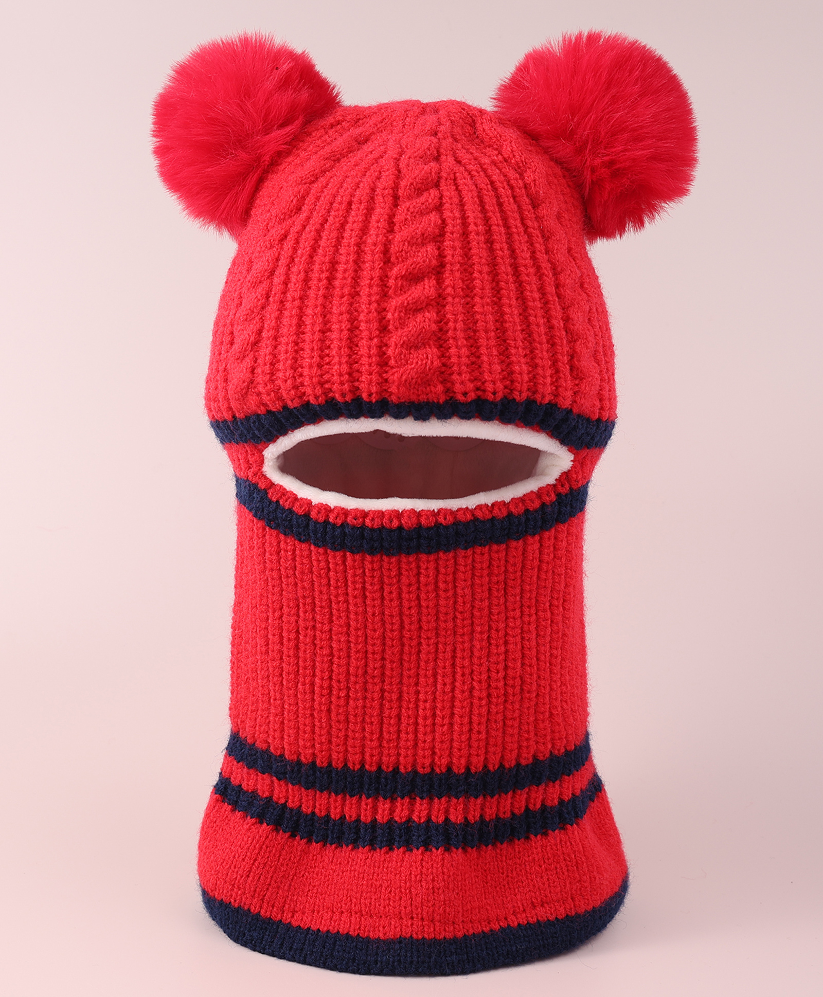 Babyhug Pom Pom Monkey Cap with Cable Knit Design - Red-image-37