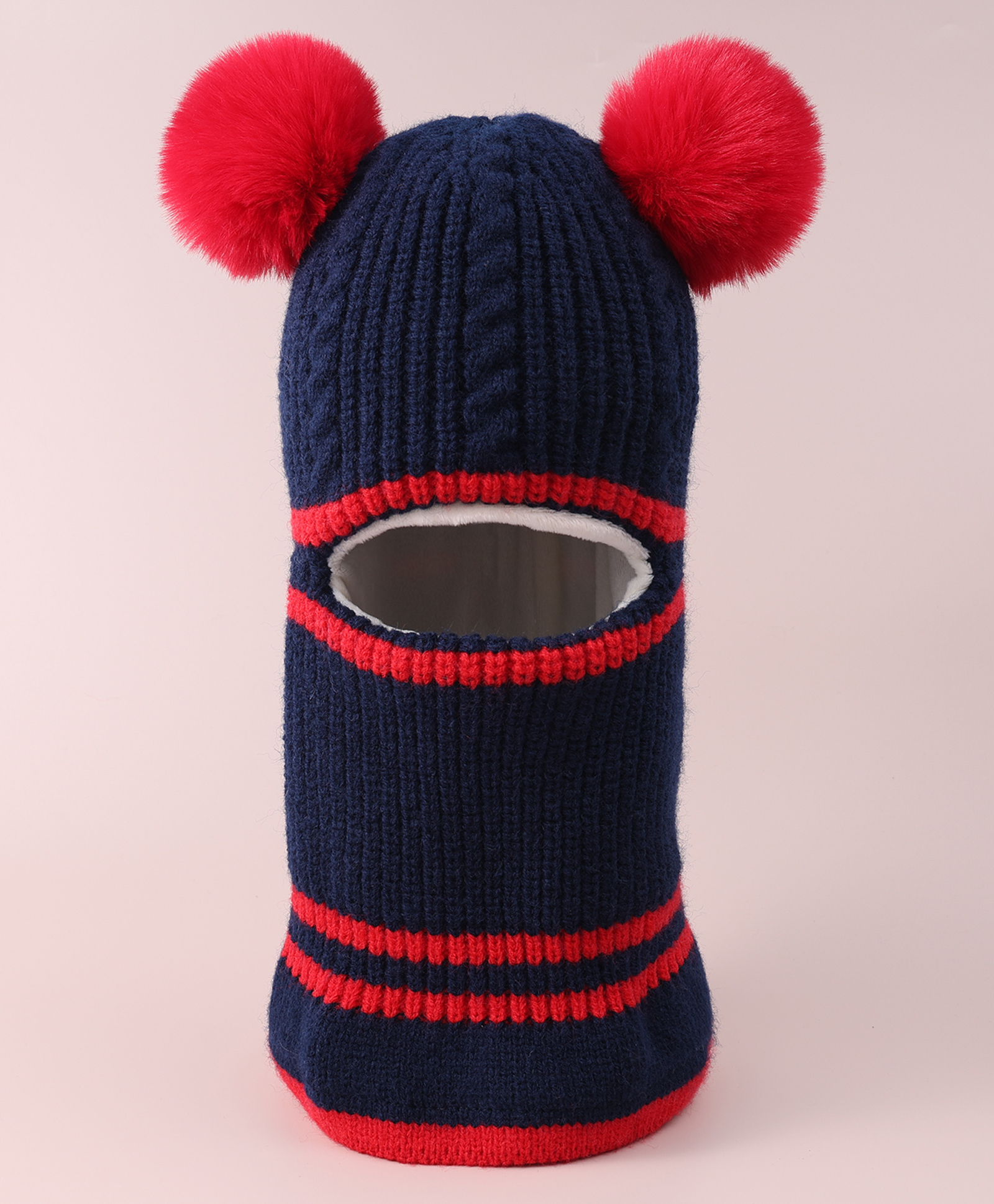 Babyhug Pom Pom Monkey Cap with Cable Knit Design - Navy Blue-image-49