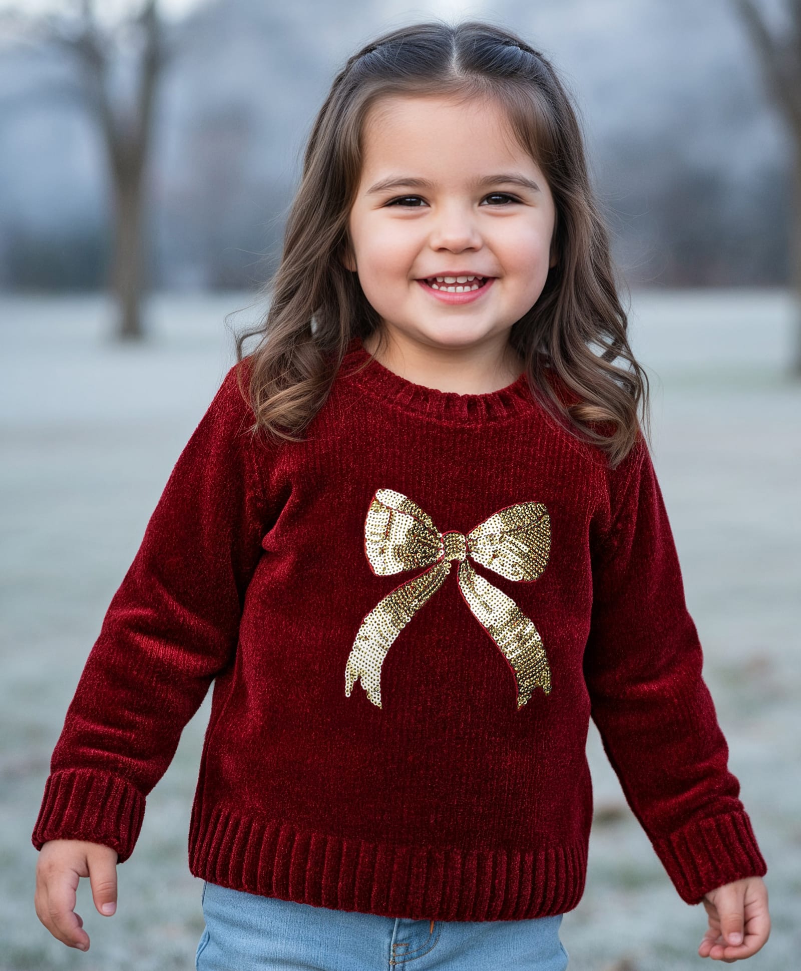 Babyhug Knitted Full Sleeves Soft Chenille Yarn Pullover Sweater With Sequin Detailing - Maroon-image-17