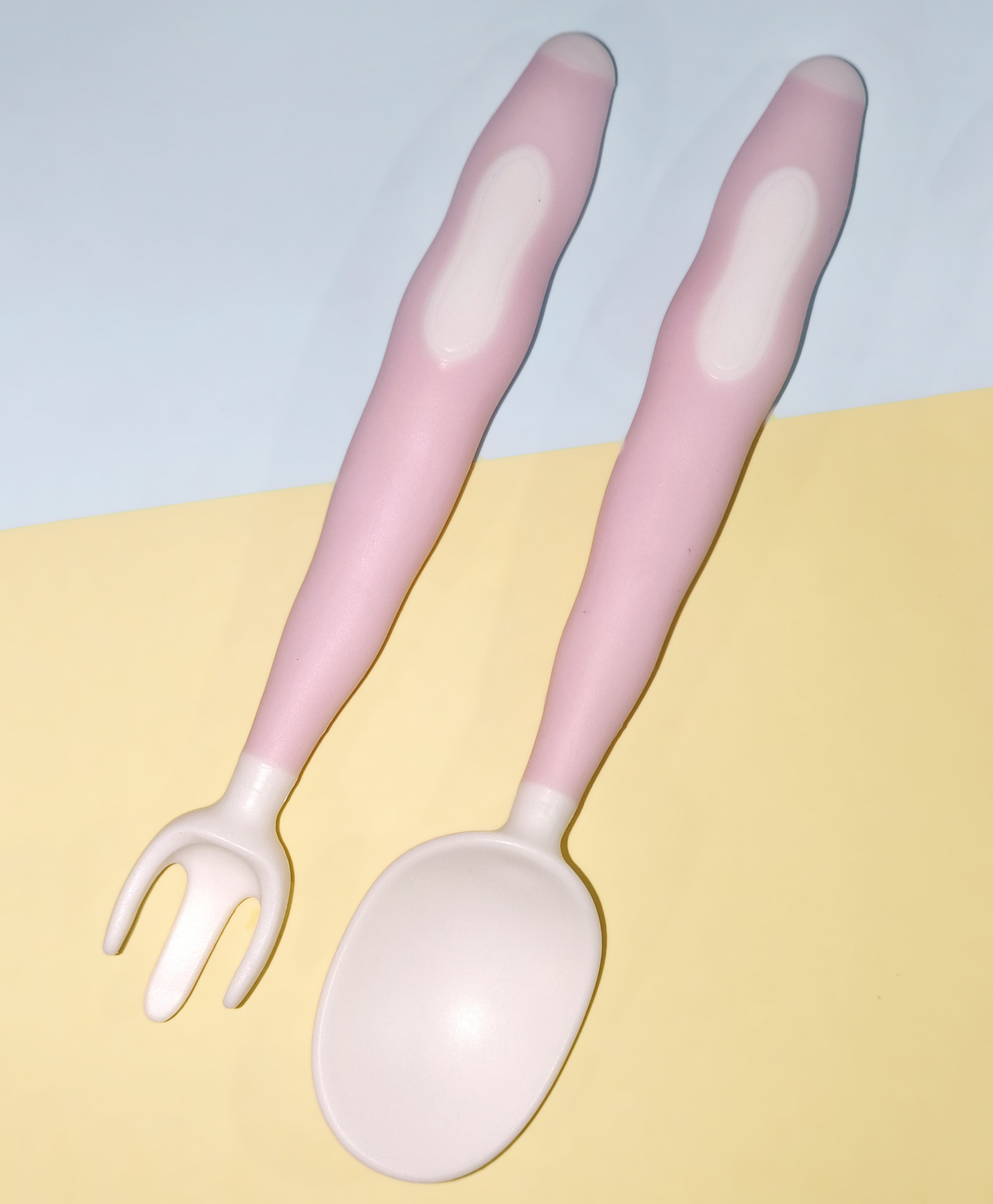 Kritiu Baby Flaxible Training Spoon and Fork Set - Pink-picture-21