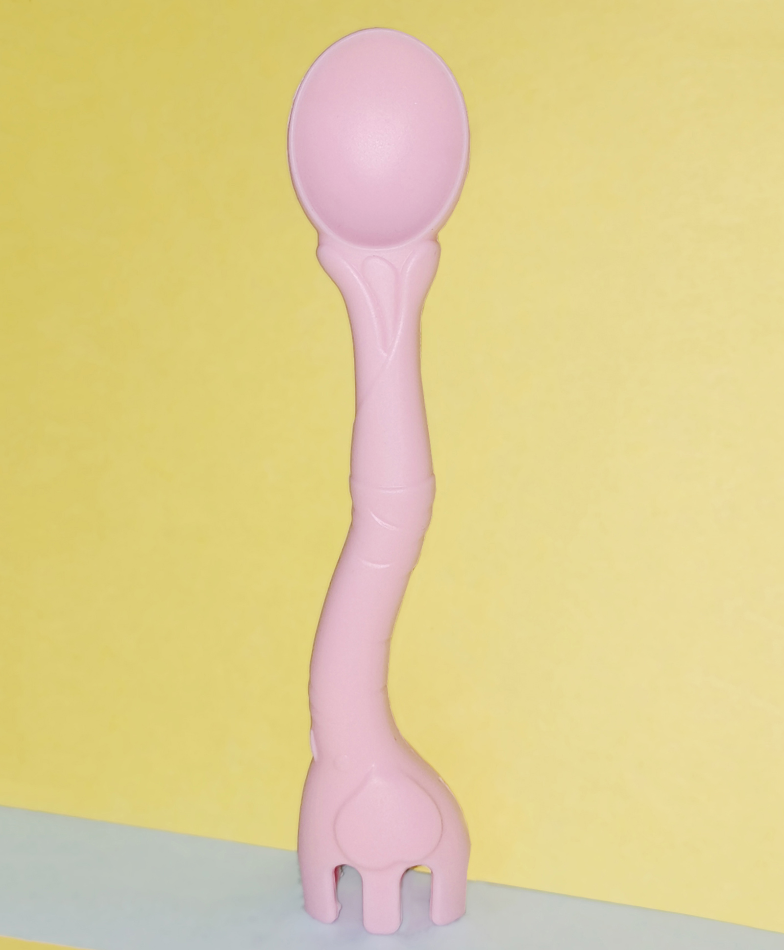 Kritiu Baby Tranning 2 In 1 Silicone Giraffe Shape Spoon and Fork - Pink-picture-20