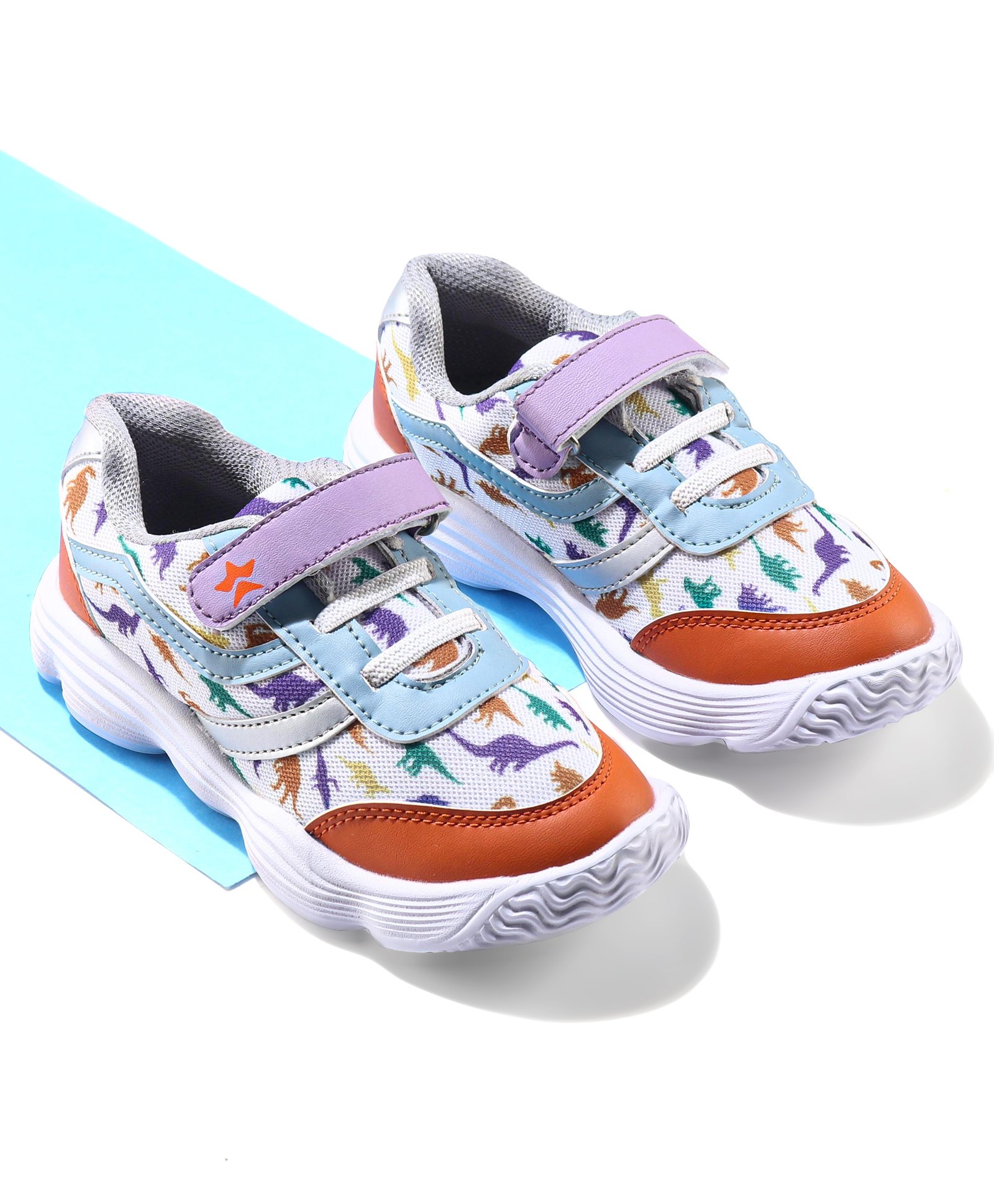 Cute Walk by Babyhug Sneakers With Velcro Closure Dino Print - Orange-image-5