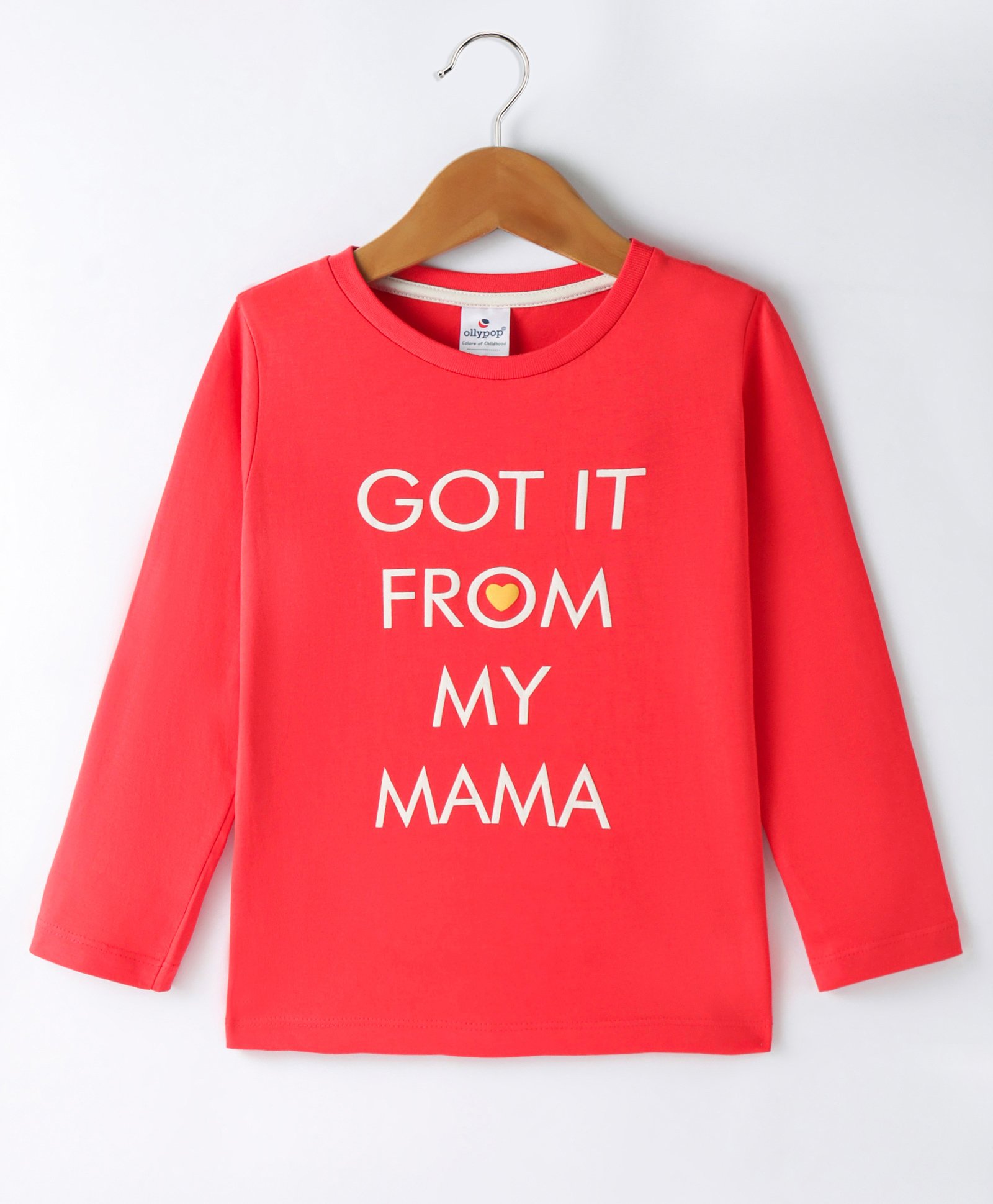 Ollypop Sinker Knit Full Sleeves T-Shirt with Text Print - Red-picture-32