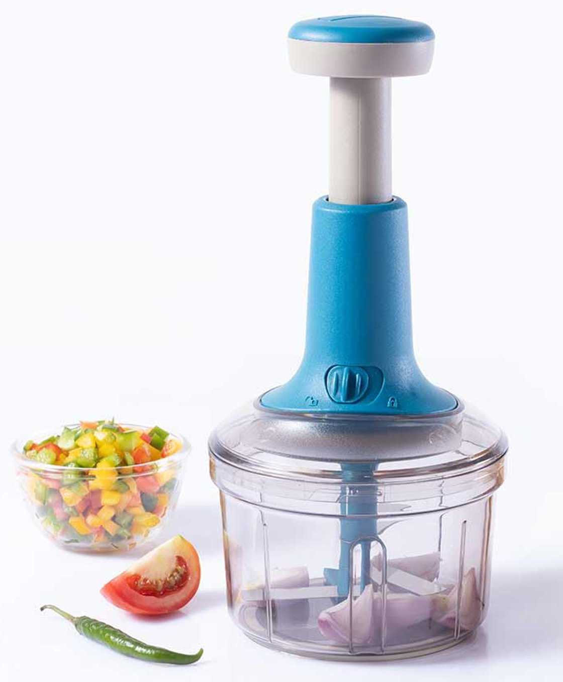 Wonderchef Glory Push Chopper 800 ml | 3 Stainless Steel Blade | Anti-Slip Handle | 1 Year Warranty-picture-34