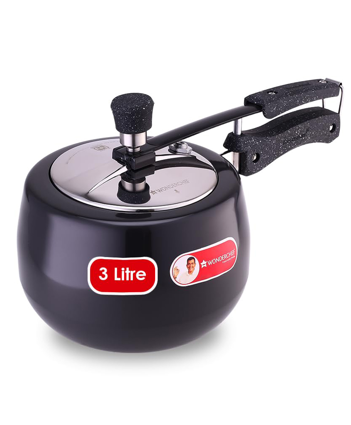 Wonderchef Taurus Hard Anodized Inner Lid Pressure cooker, 3 liter, Induction Friendly, Black-picture-13