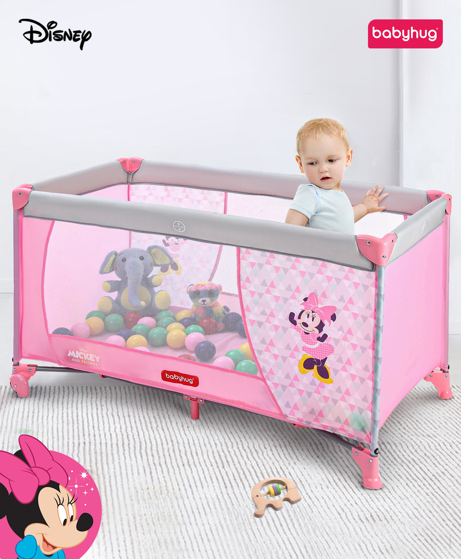 Babyhug Disney Minnie Printed PlaypenPink-image-47