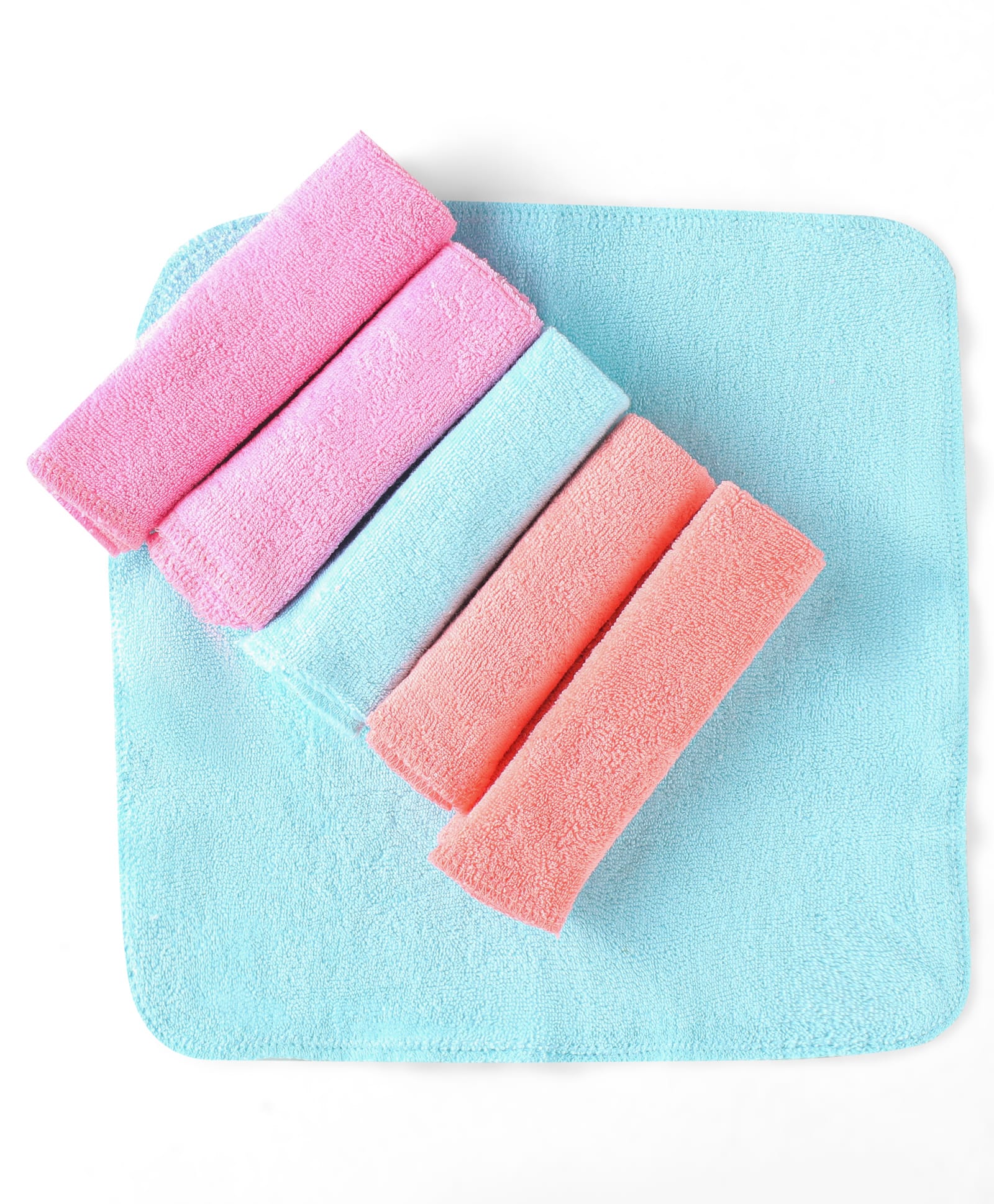 Babyhug Cotton Knit Solid Colour Hand and Face Towels Pack of 6 L 25.4 x B 25.4 cm Pack of 6 - Multicolour-image-16