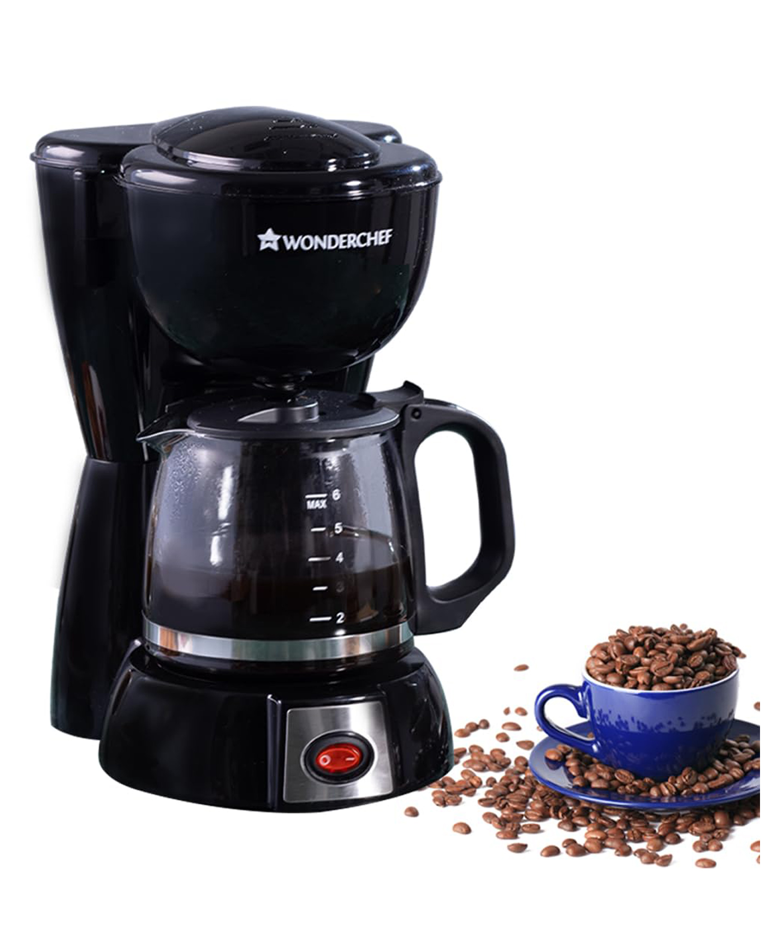 Wonderchef Onyx Brew Coffee Maker, Borosilicate Glass Carafe, Anti-Drip System