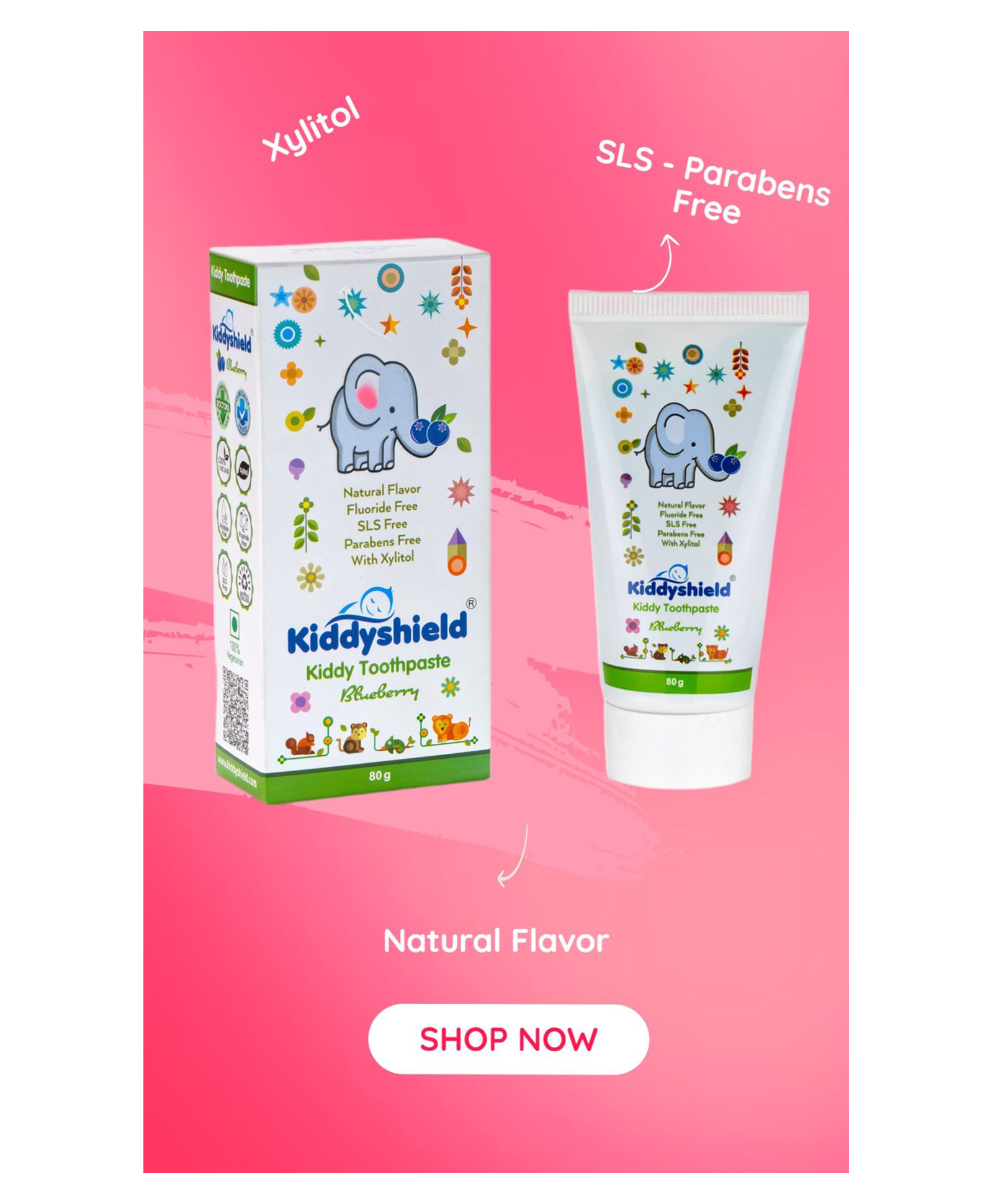 Kiddyshield Natural Toothpaste Blueberry for baby and kids 80 Gm (Pack of 3)-image-42