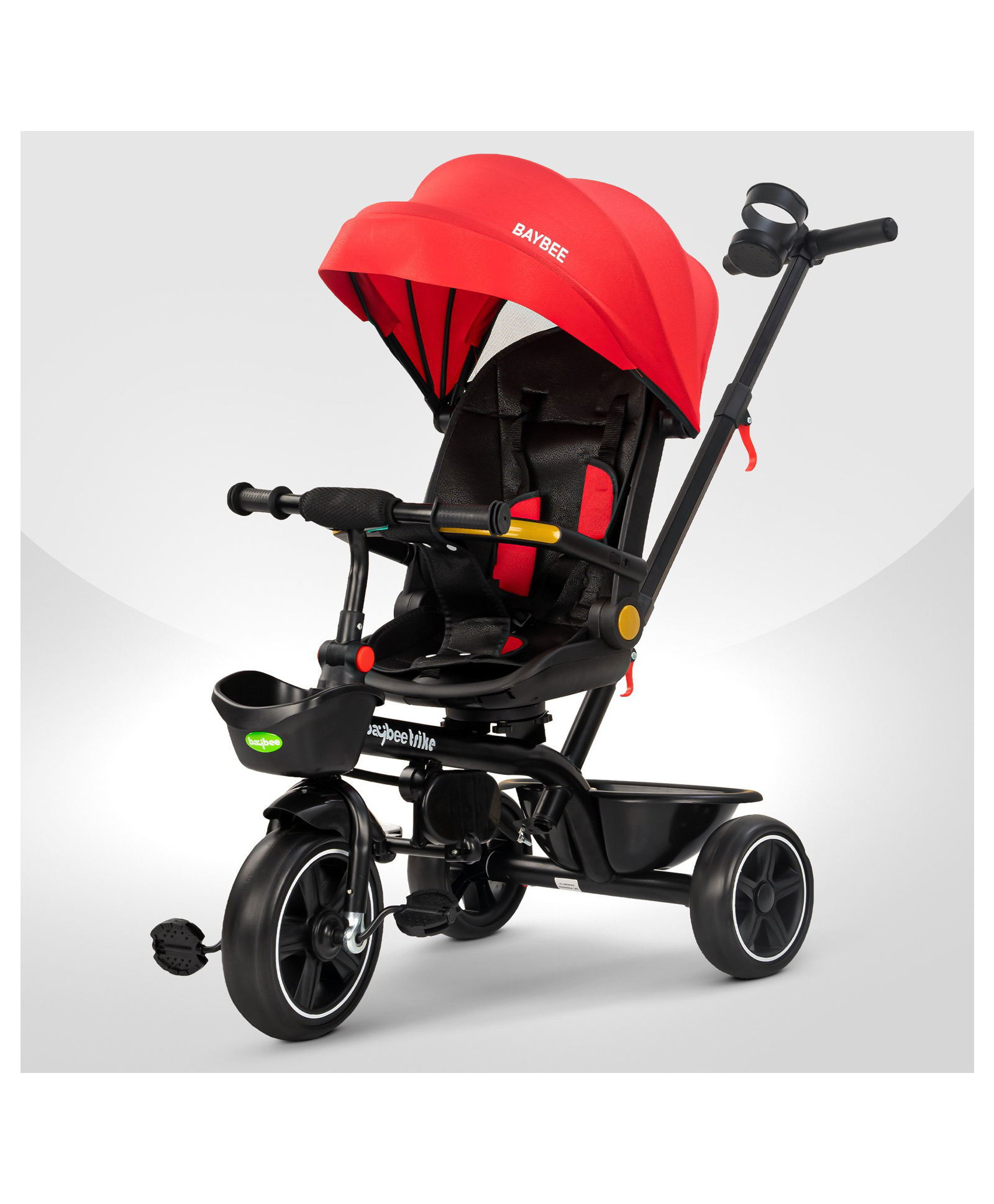 Baybee Uno 2 in 1 Baby Cycle for Kids | Baby Tricycles with Parental Push Handle, 180° Reversible Seat, Canopy & Safety Guardrail (Red)-image-20
